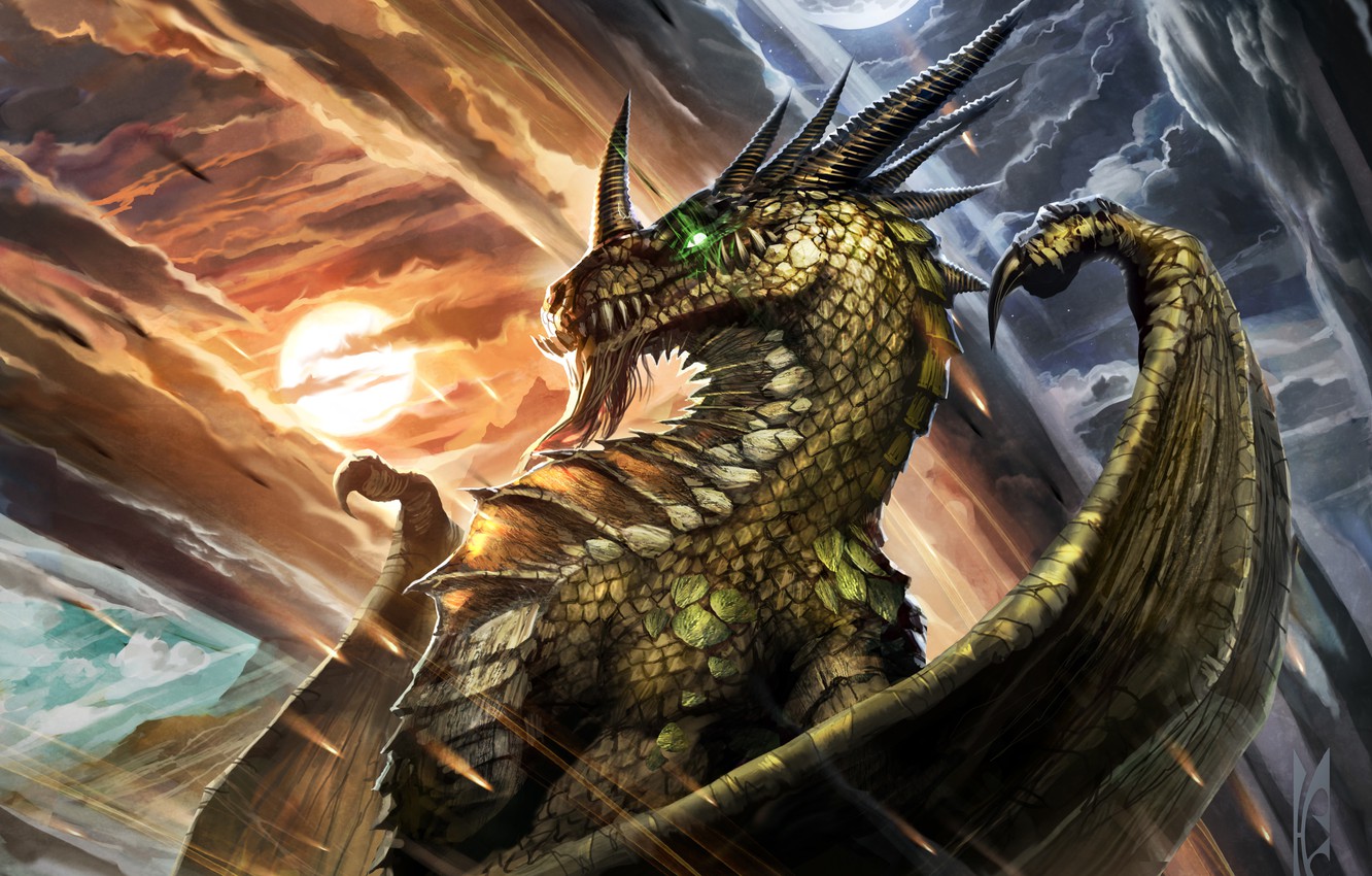 Wallpaper the sky, the sun, the moon, dragon, map, art, WoW, World of Warcraft, Hearthstone, Blackrock Mountain, Dragon Consort, The wife of the dragon image for desktop, section игры