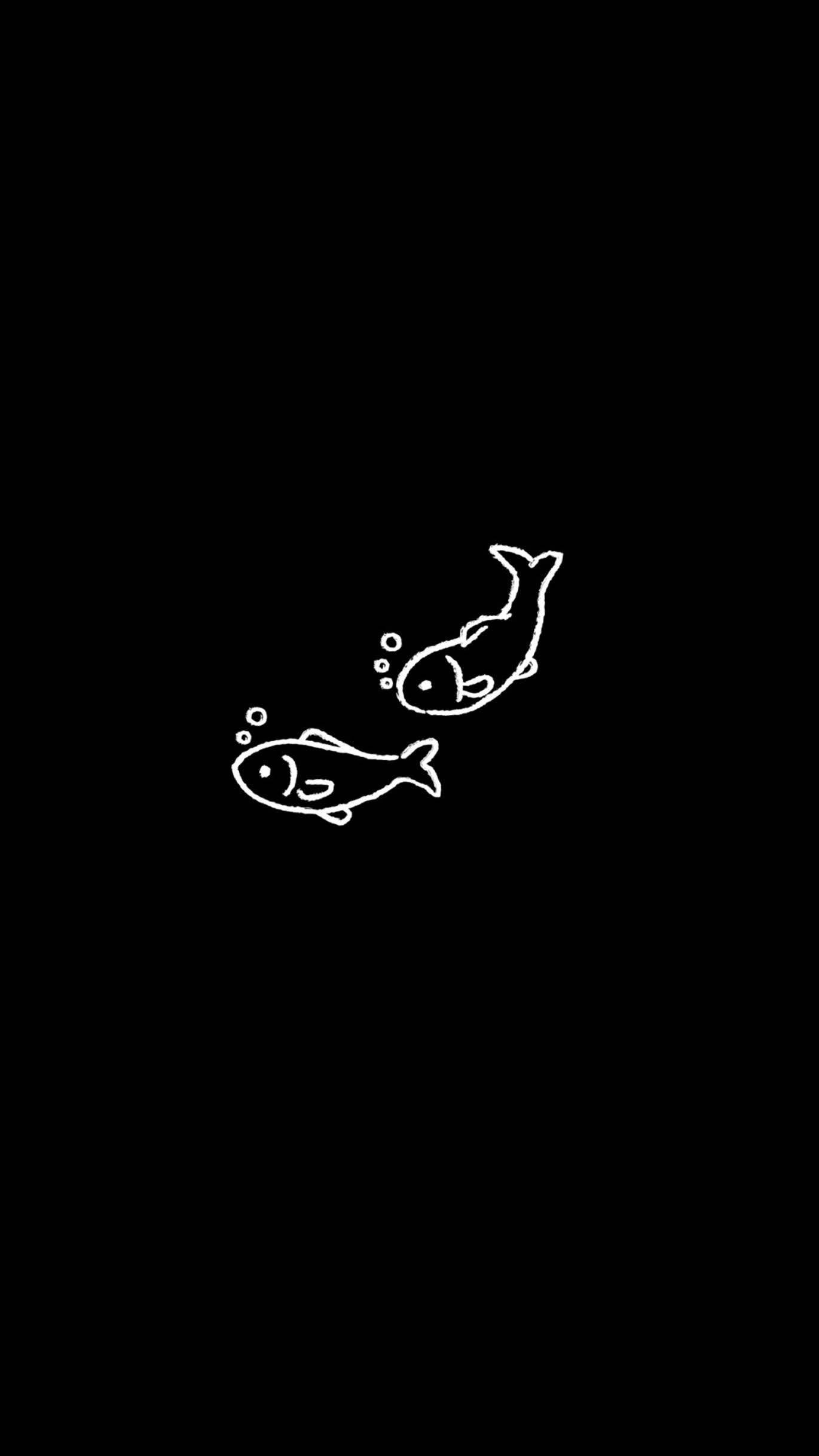 Download Cute Black Fishes Drawing Wallpaper