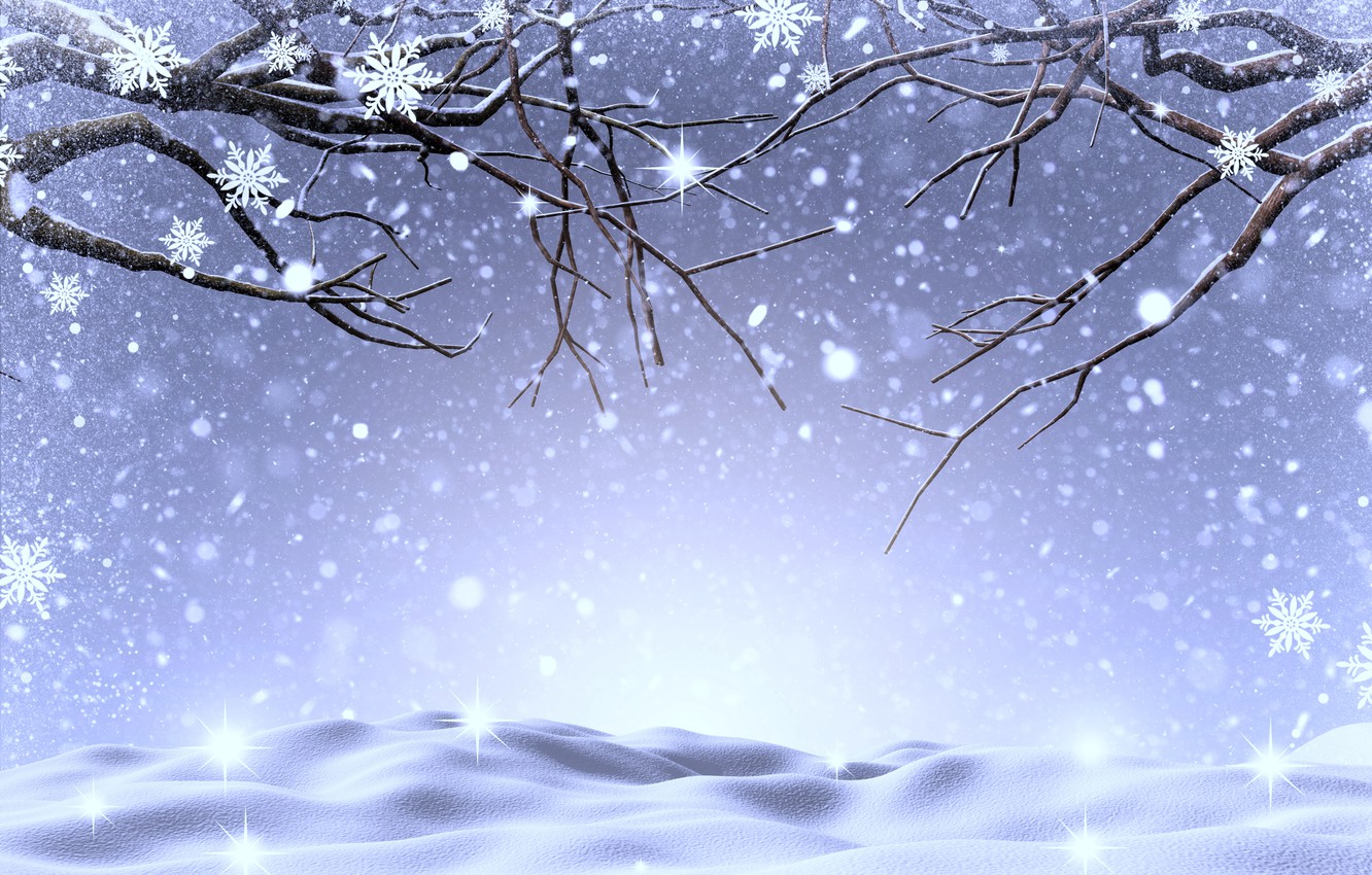 Wallpaper winter, snow, trees, snowflakes, branches, landscape, winter, snow, tree, snowflakes image for desktop, section природа