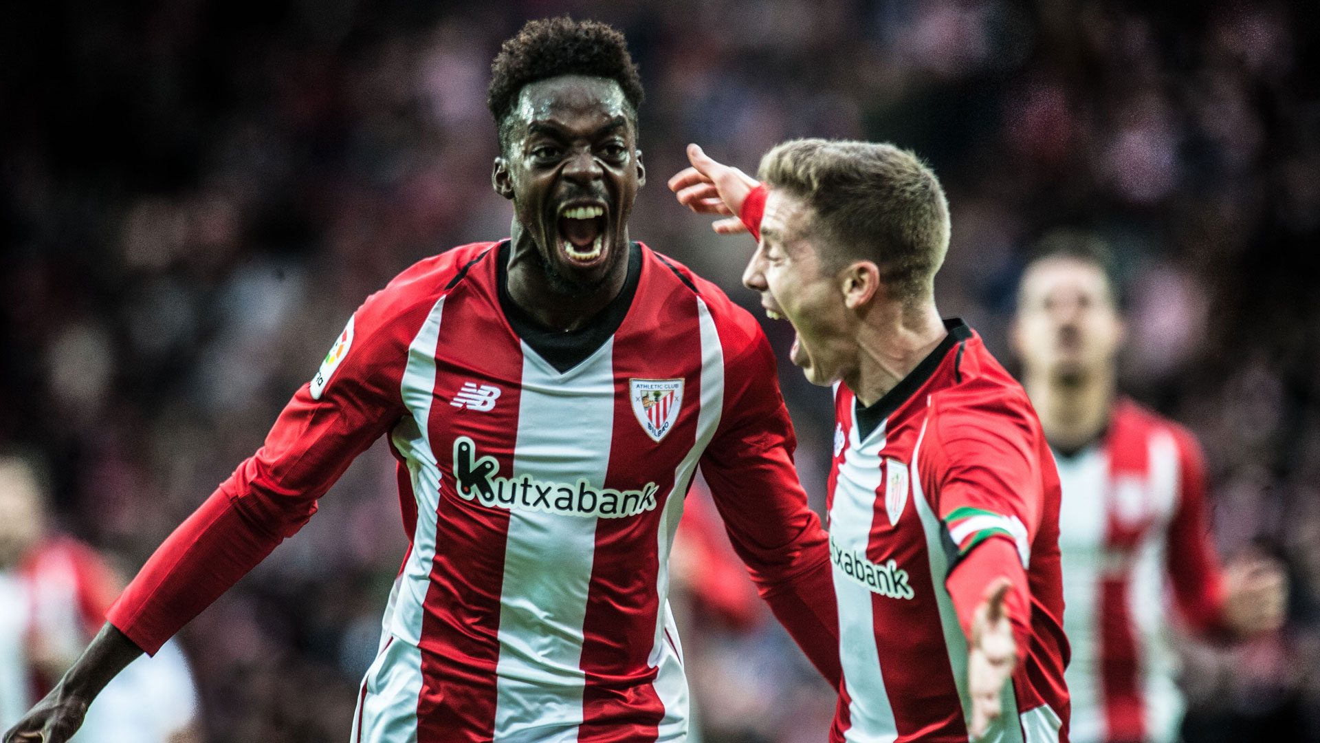 Iñaki Williams Celebrates With Iker Muniain After Scoring His First Goal Of The Evening In Athletic Bilbao's 2 0 Win Over Sevilla