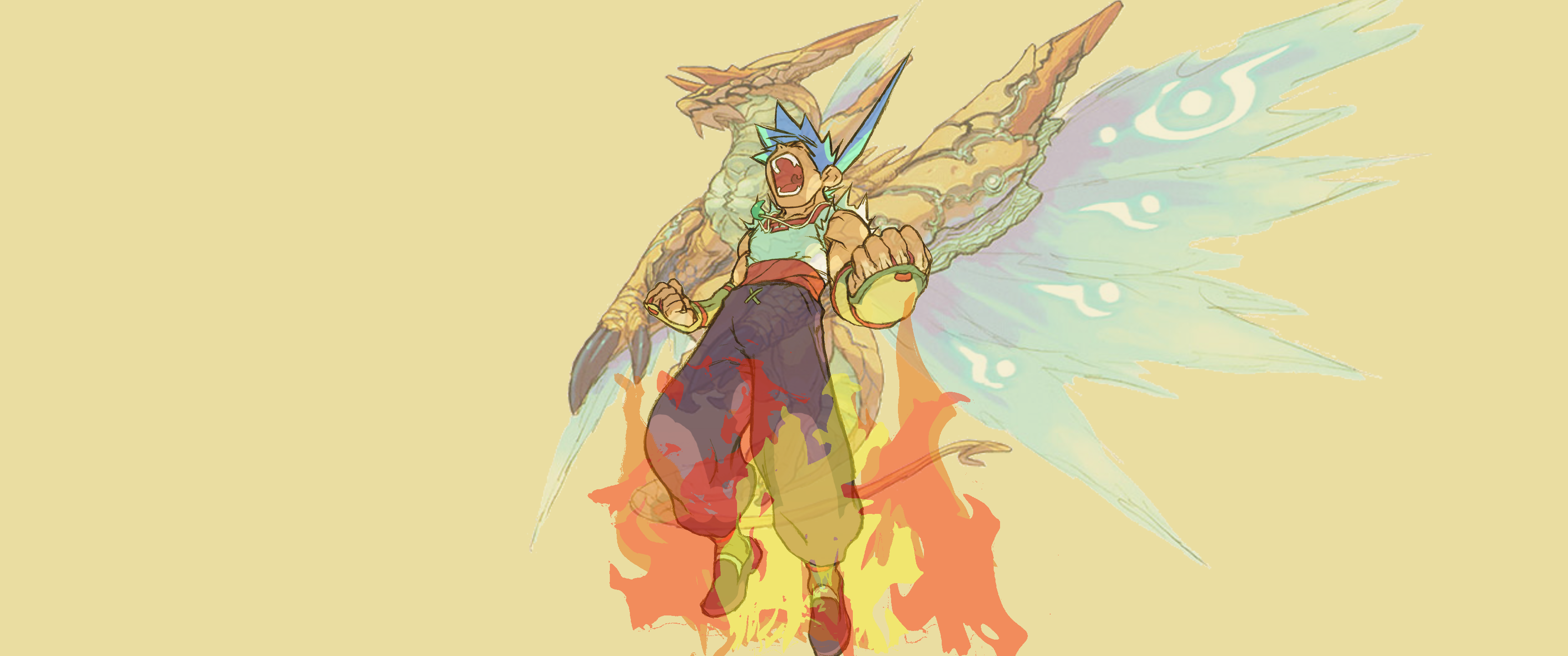 Ultrawide 3440x1440 custom wallpaper of Ryu (BoF IV)