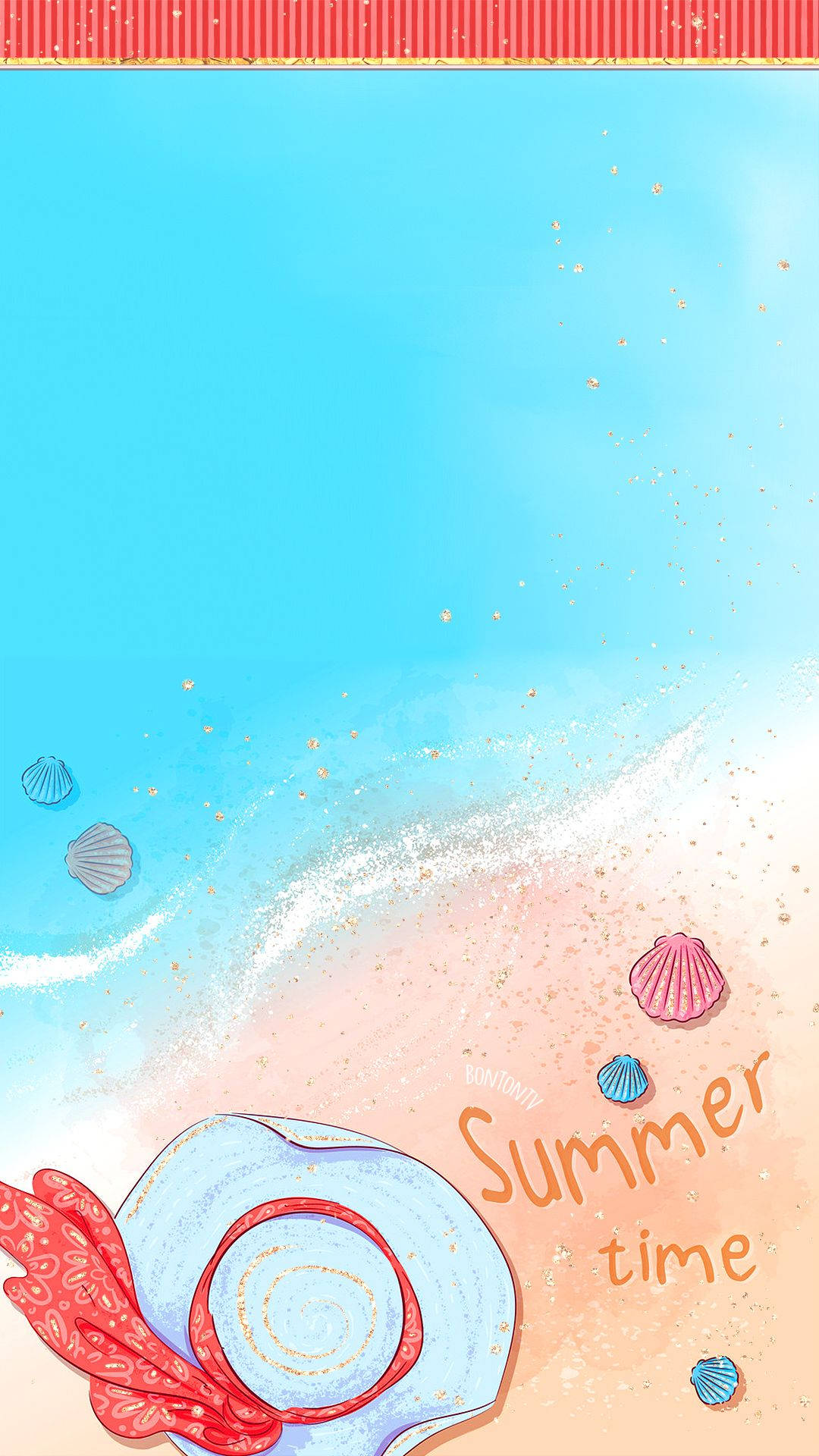 Download Cute Summer Hat At Beach Wallpaper