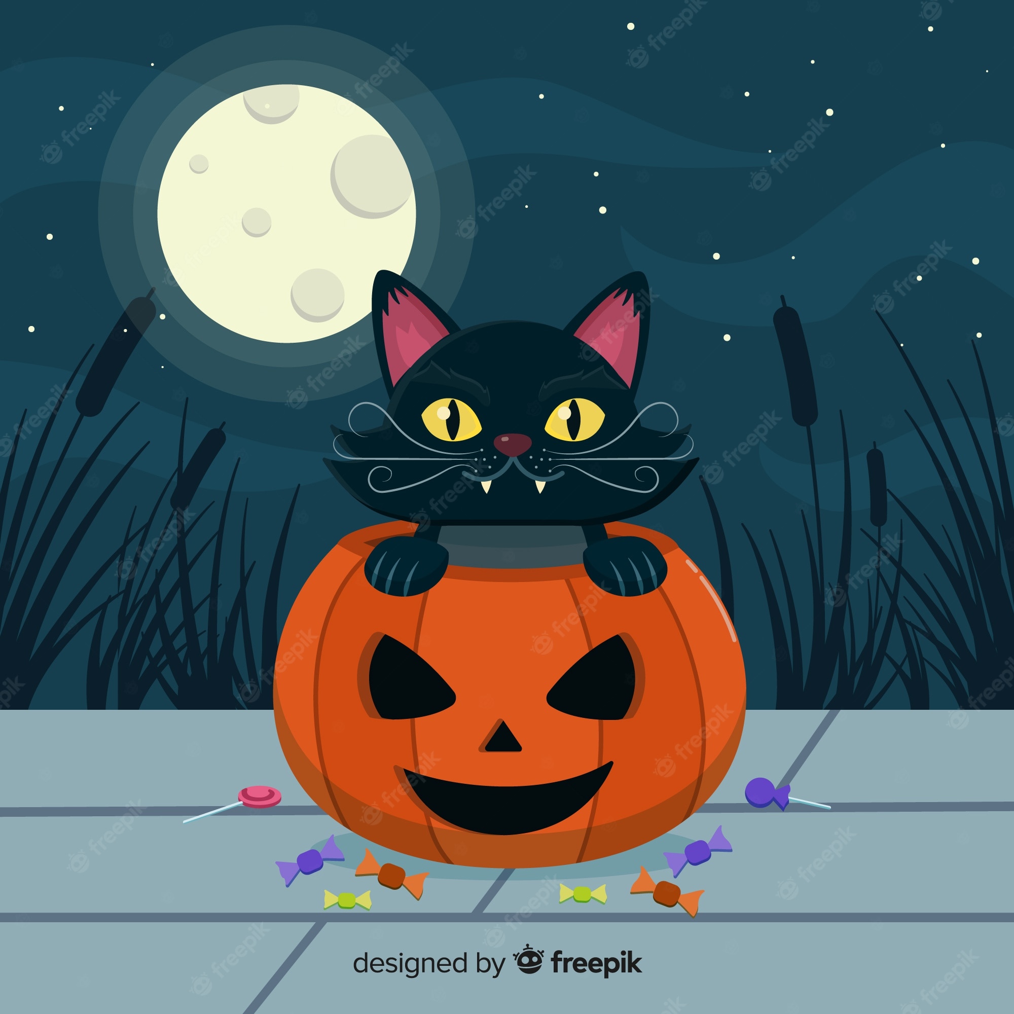 Cute Cartoon Halloween Image. Free Vectors, & PSD