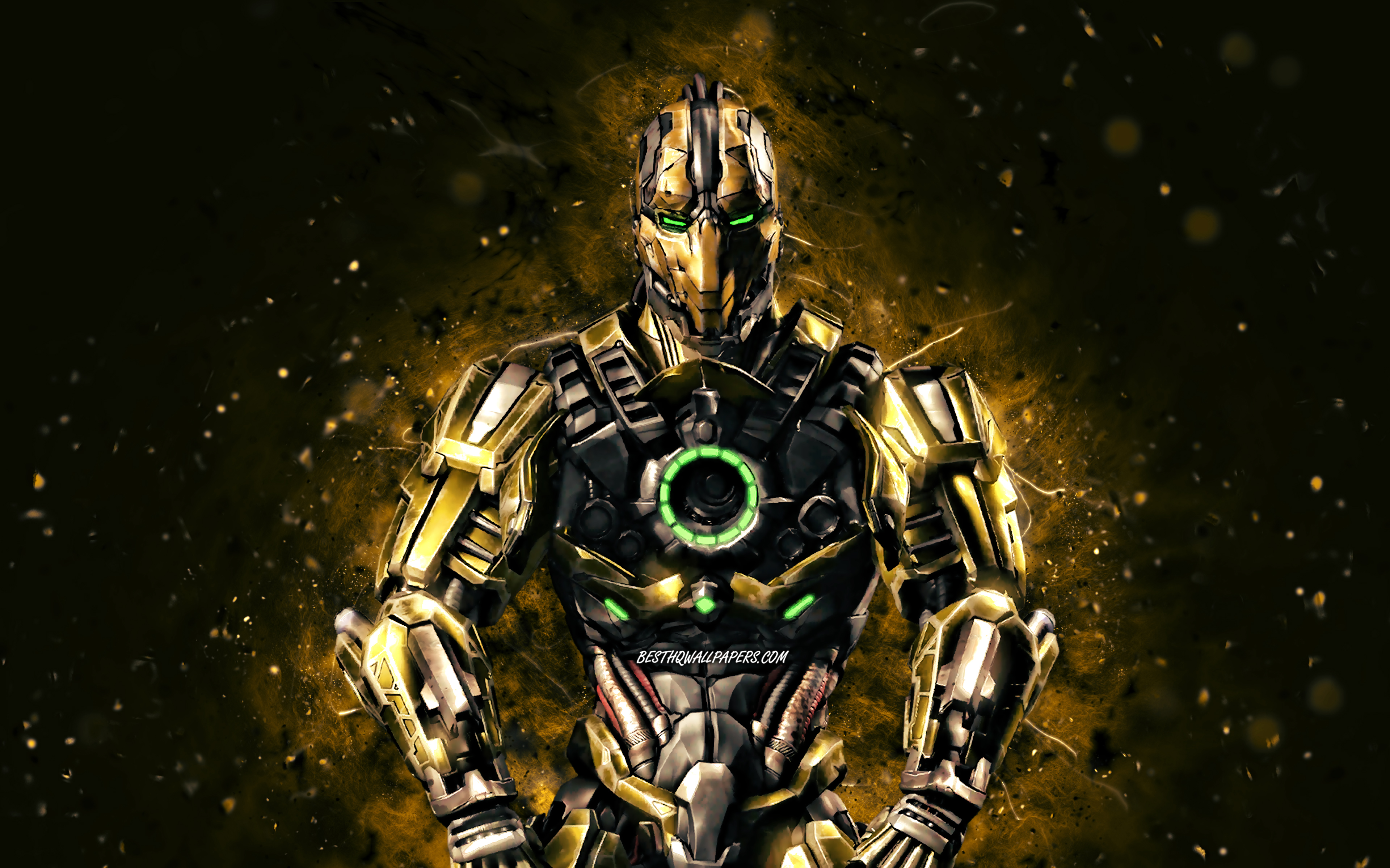 Download wallpaper Cyrax, 4k, brown neon lights, Mortal Kombat Mobile, fighting games, MK Mobile, creative, Mortal Kombat, Cyrax Mortal Kombat for desktop with resolution 3840x2400. High Quality HD picture wallpaper