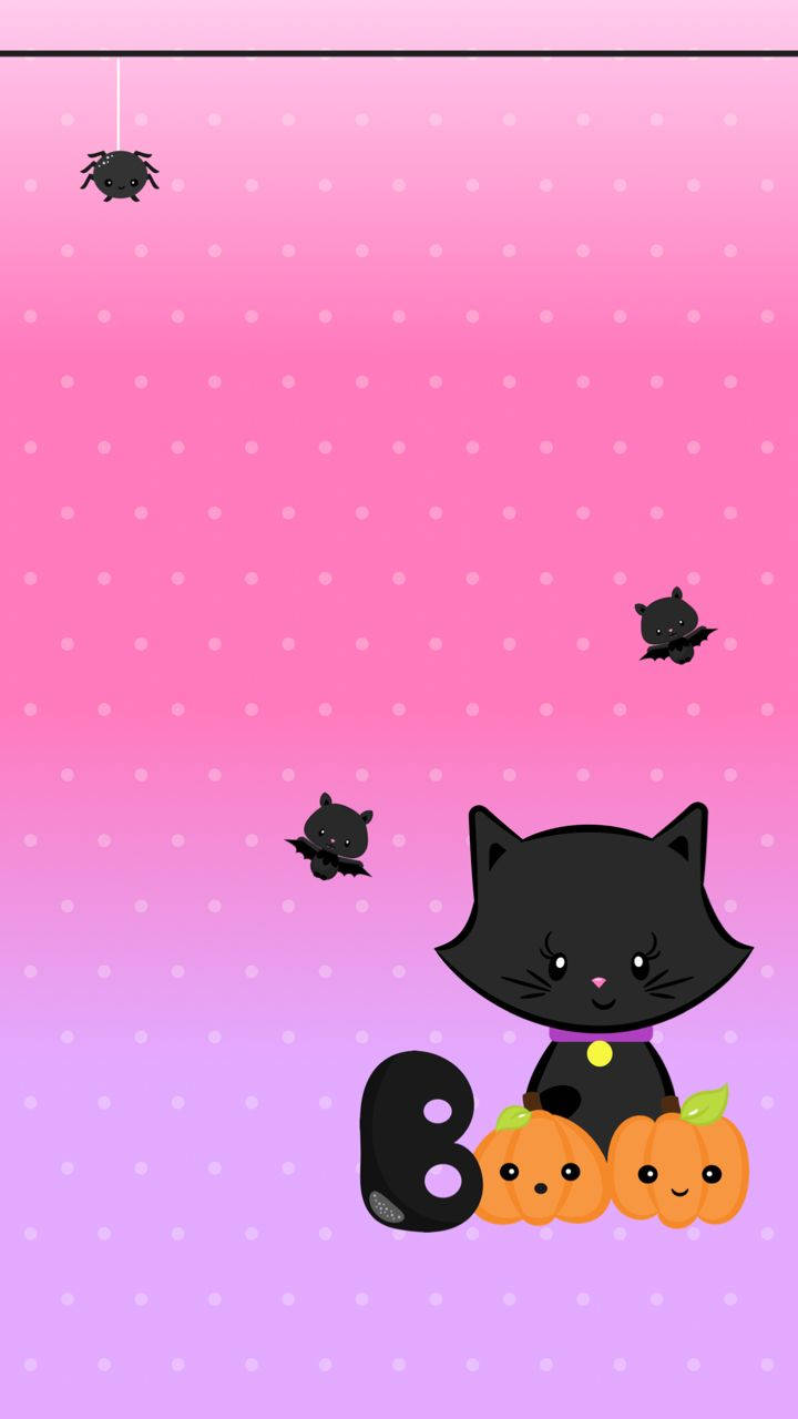 Download Kawaii Halloween Black Cat Wallpaper