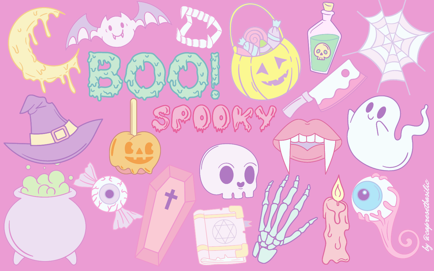 Spooky Pink Halloween desktop wallpaper Macbook