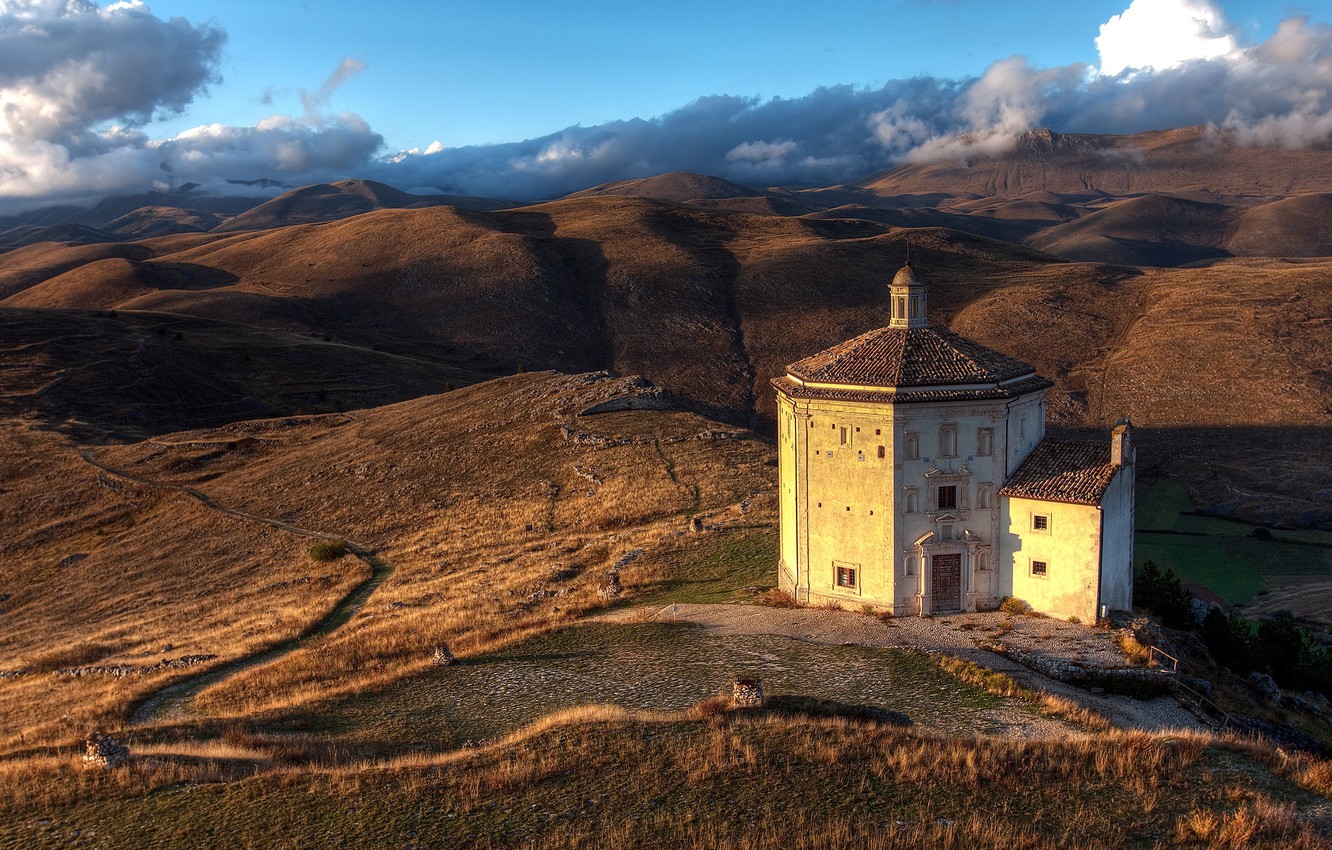 Wallpaper hills, Italy, Church, Abruzzo image for desktop, section пейзажи
