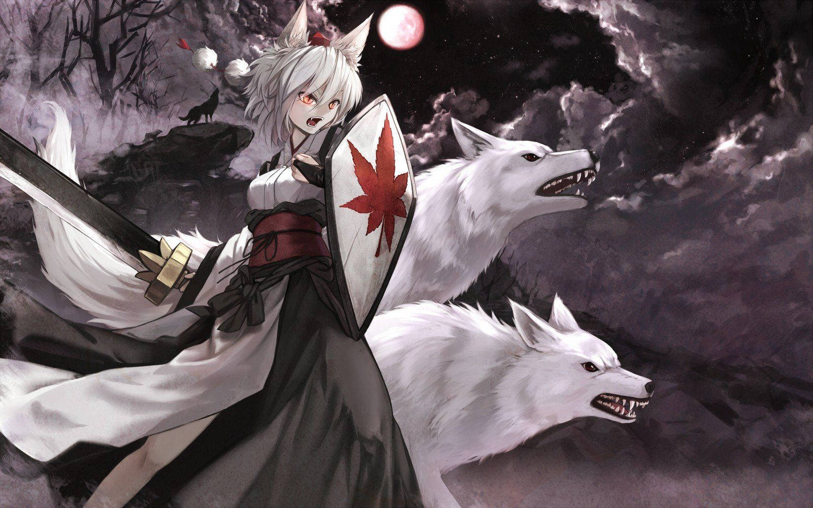 Download Wolf Girl Warrior Anime Wallpaper