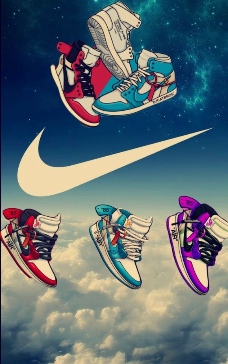 Download Sky Blue And Red Nike Cartoon Shoes Wallpaper  Wallpaperscom