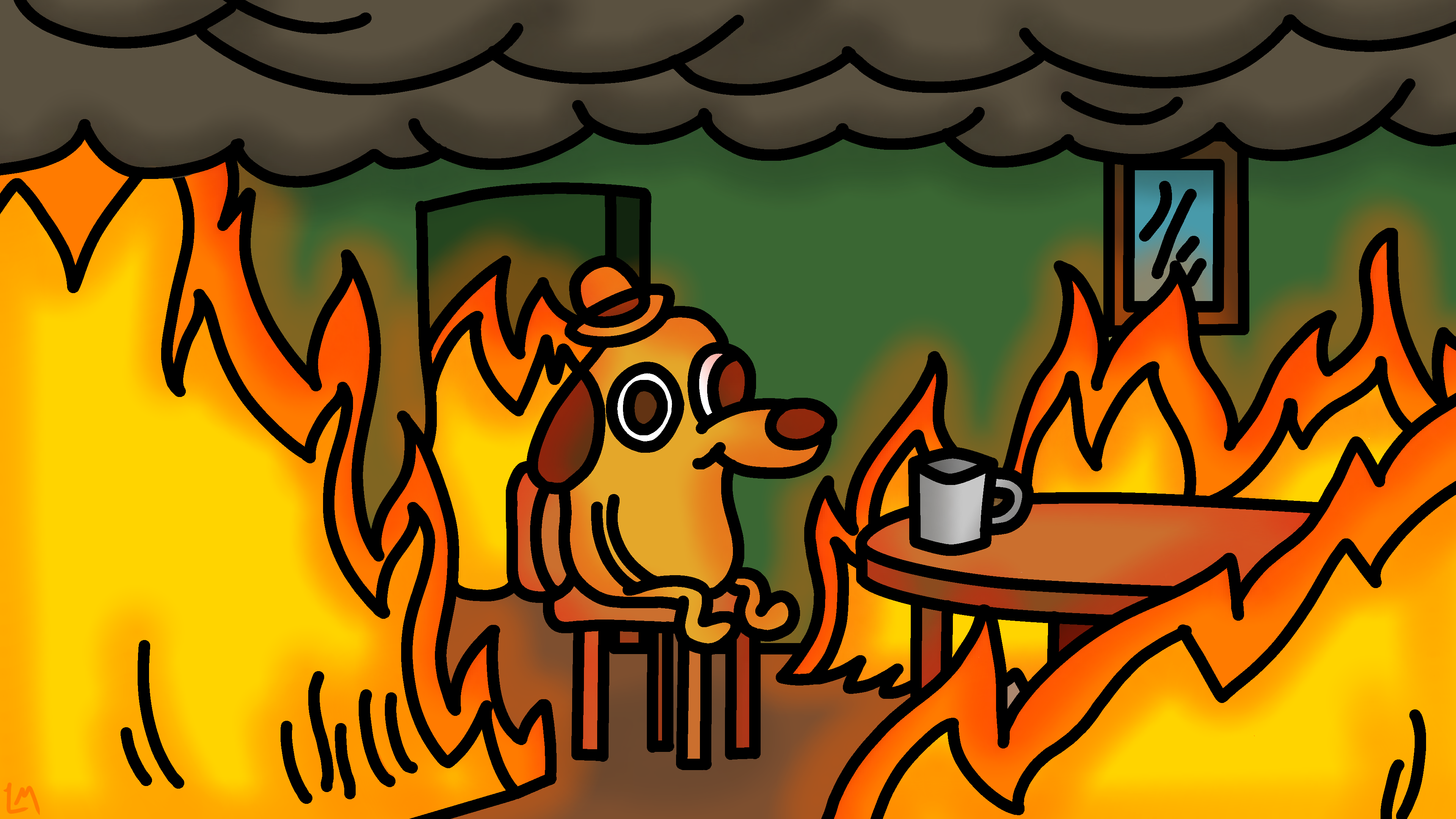 This Is Fine Meme, recreated by me in 4k