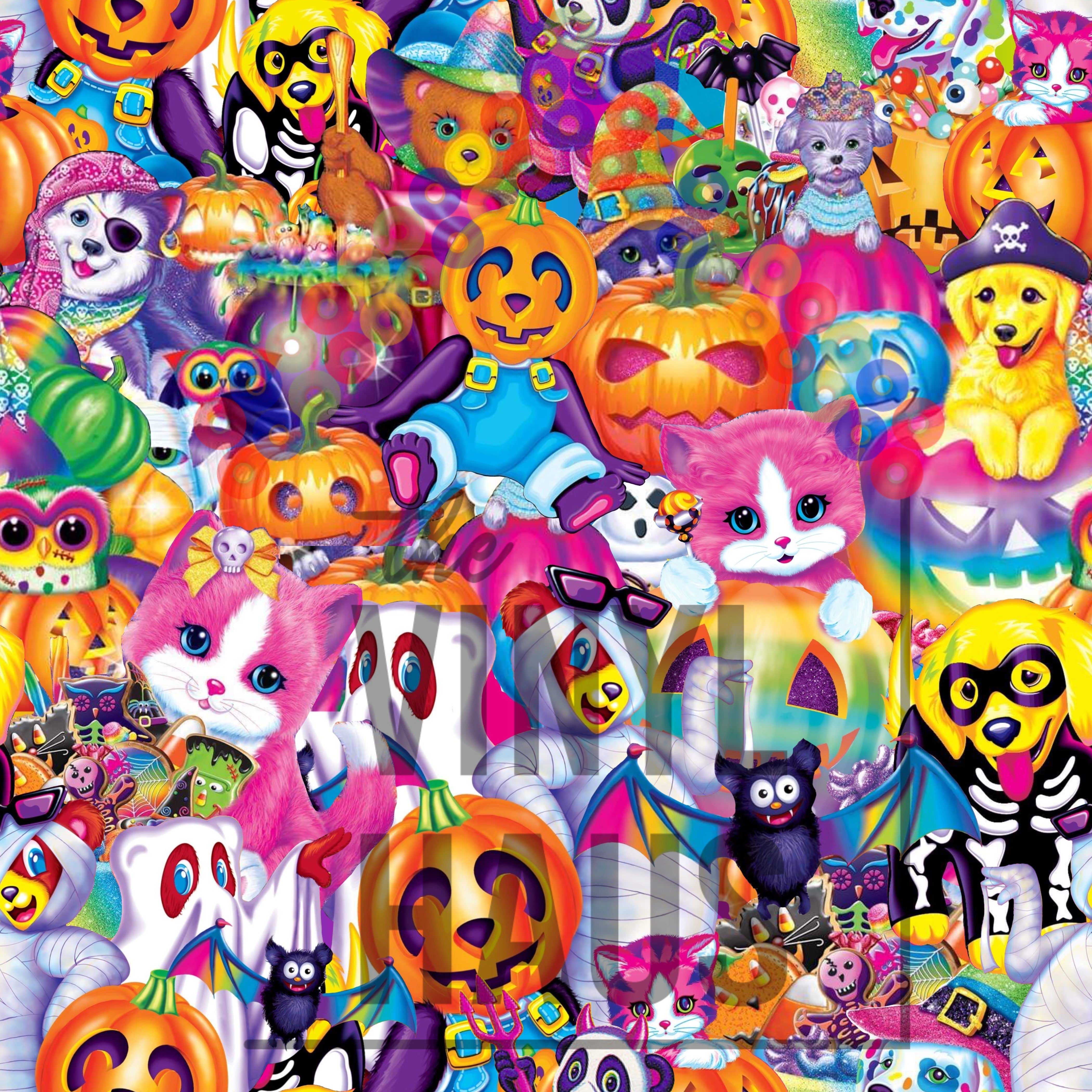 90s Lisa Frank Halloween Pattern Vinyl 12 x 12. The Vinyl Haus