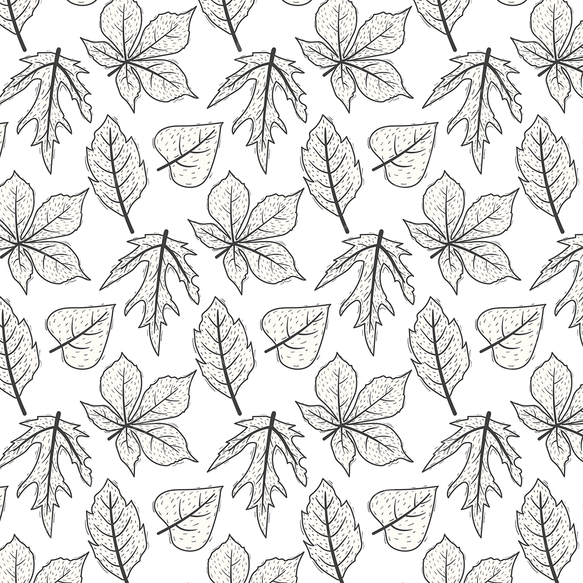 Cute Autumn Leaves Doodle Pattern Background, Sketch, Illustration, Doodle Background Image for Free Download