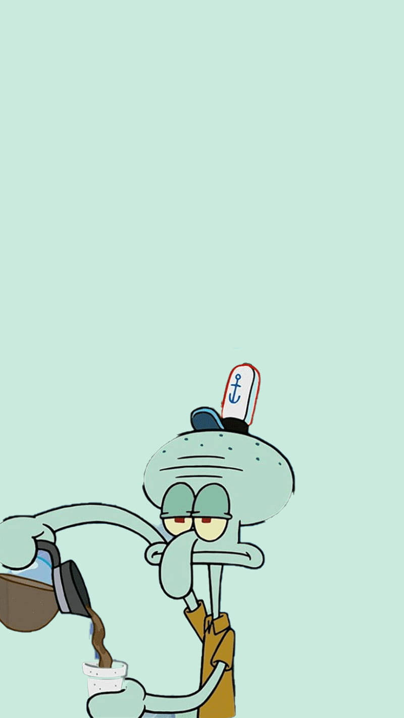 Download Squidward Tentacles Pouring Coffee Wallpaper
