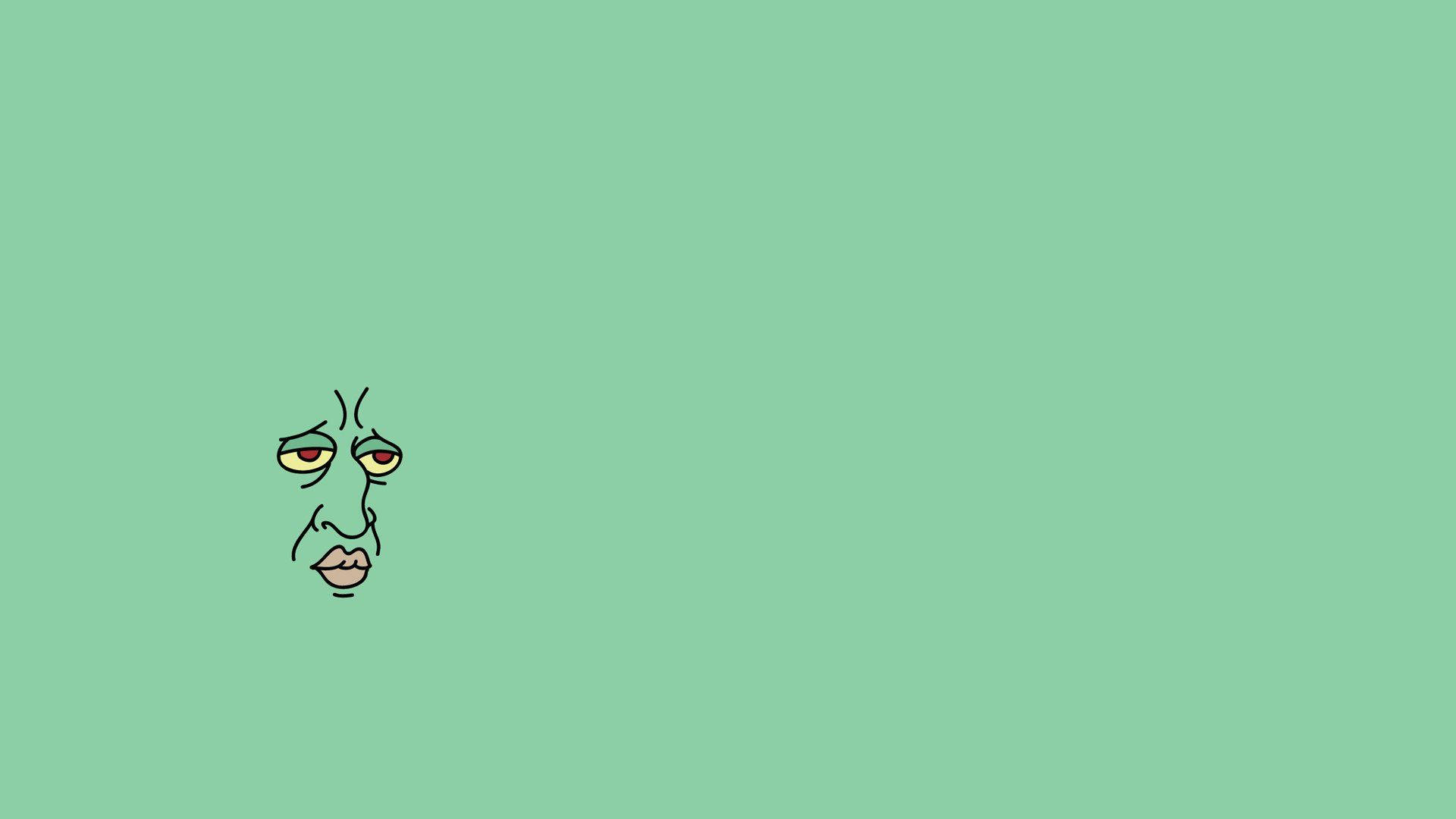 Download Handsome Squidward Tentacles Minimalist Wallpaper