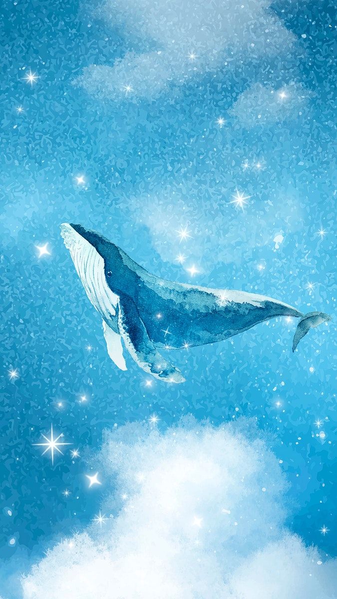 Aesthetic whale mobile wallpaper, blue sparkling background. free image by rawpixel.com / Busbus. Aesthetic background, iPhone wallpaper whale, Background