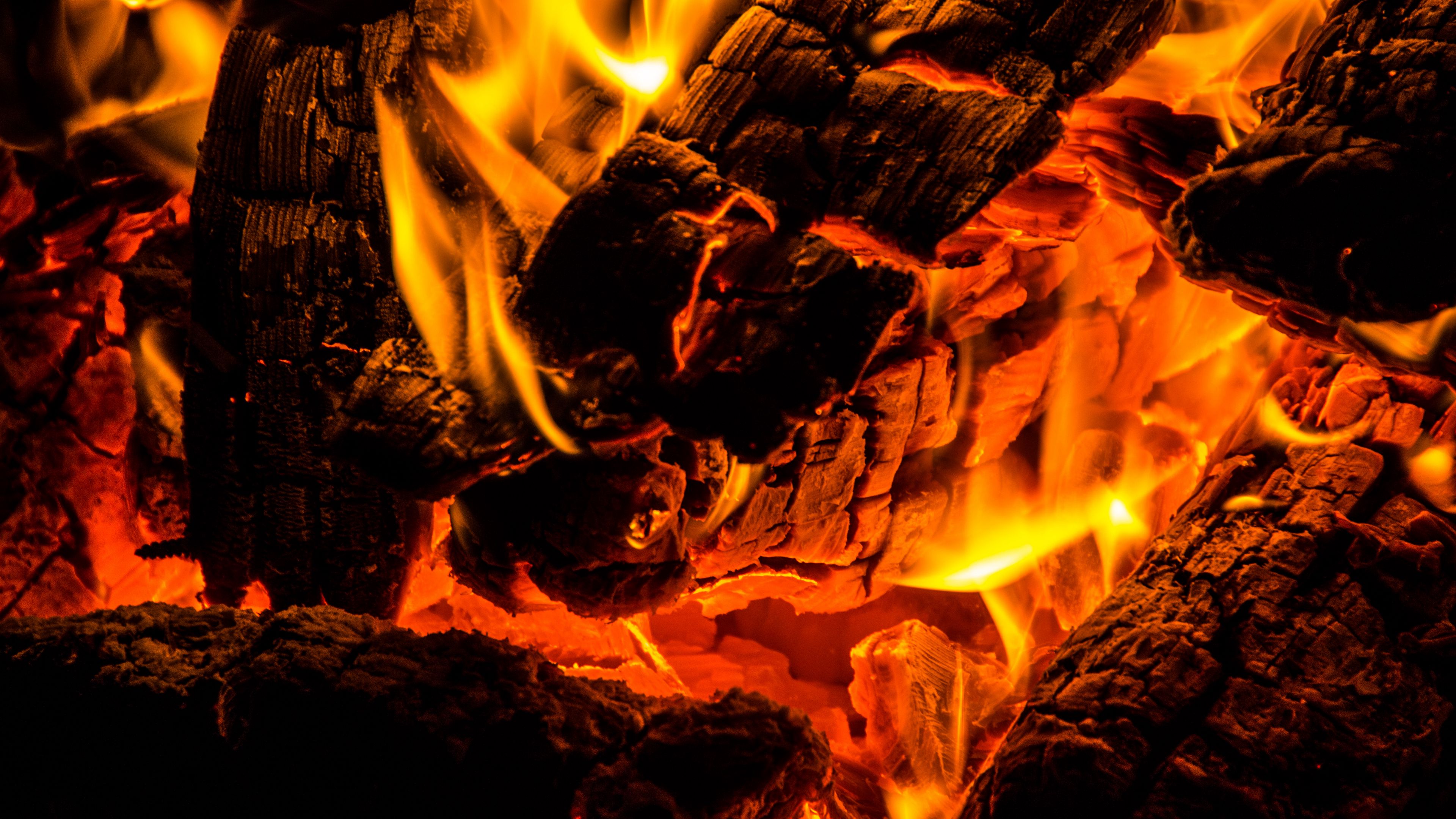 Download wallpaper 3840x2160 fire, embers, flame, bonfire 4k uhd 16:9 HD background