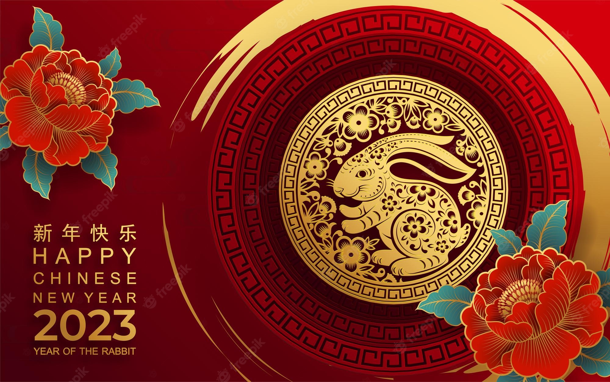Premium Vector. Happy chinese new year 2023 year of the rabbit zodiac sign