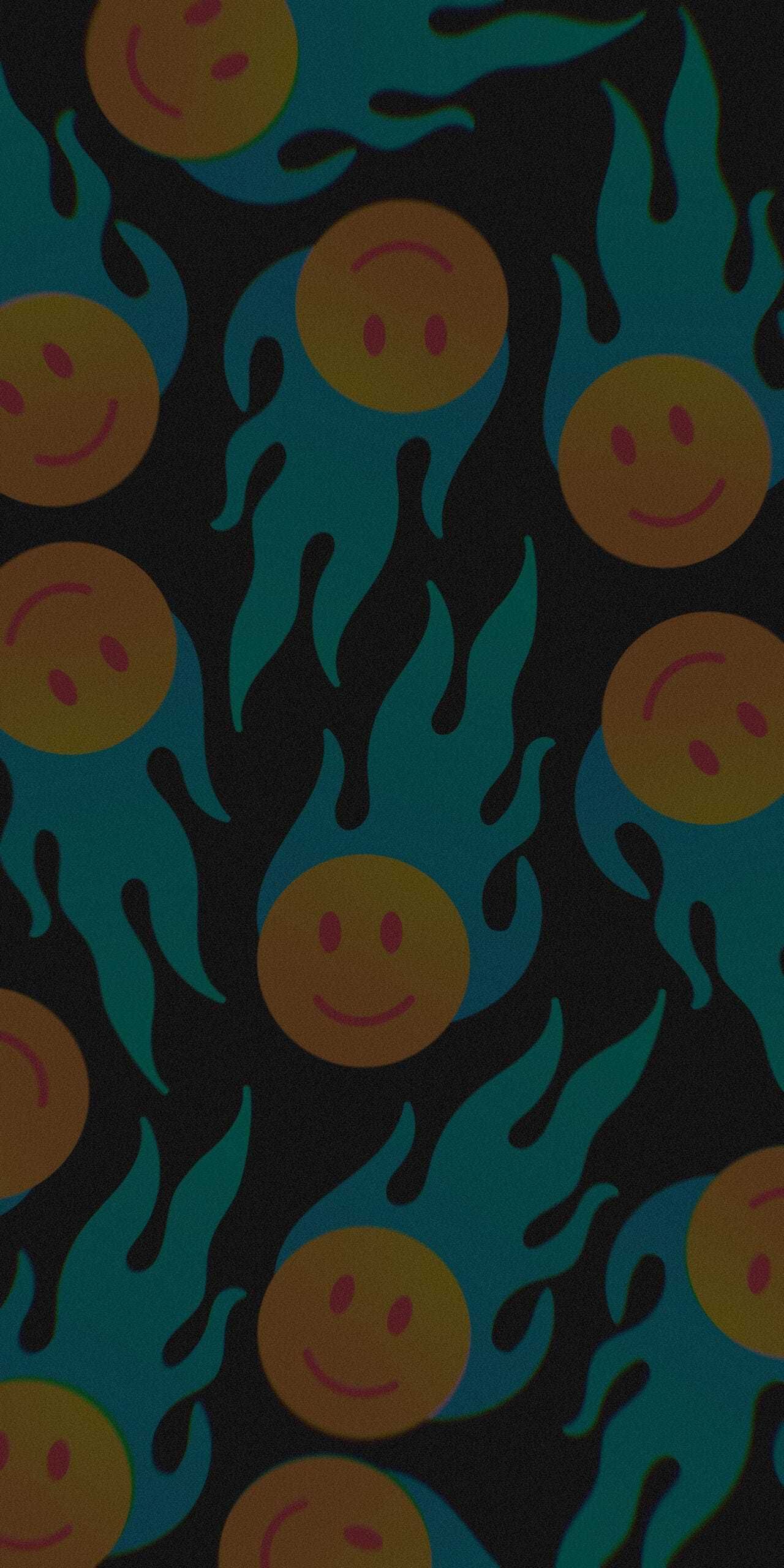 Blue Smiley Face Wallpaper Discover more Aesthetic, drippy smiley, Emoji, melting smiley, preppy wallpaper.. Preppy wallpaper, Smiley face, Emoji wallpaper