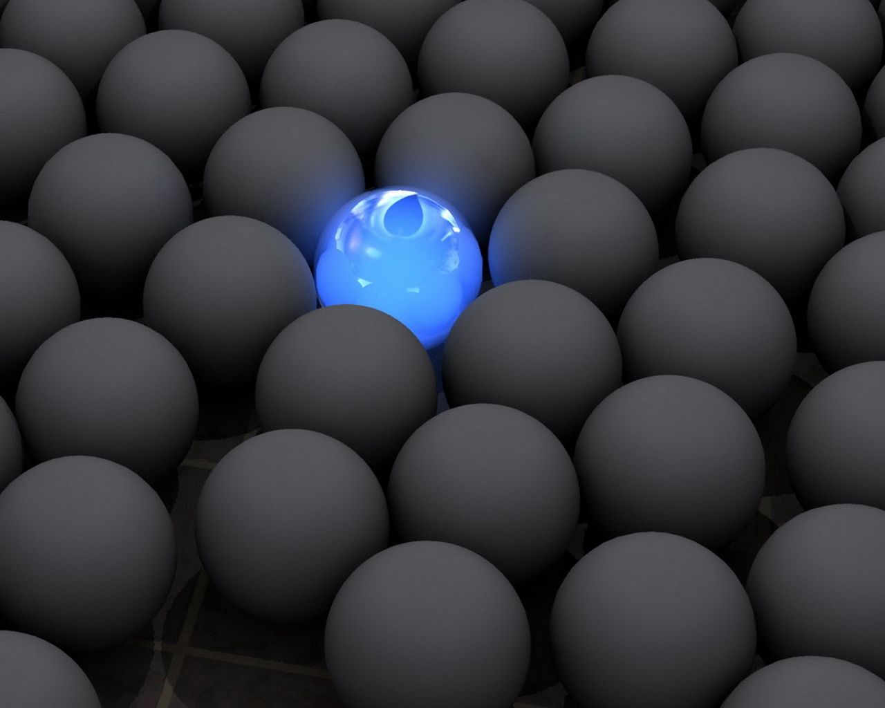 Download wallpaper 1280x1024 balls, dark, neon, light, surface standard 5:4 HD background