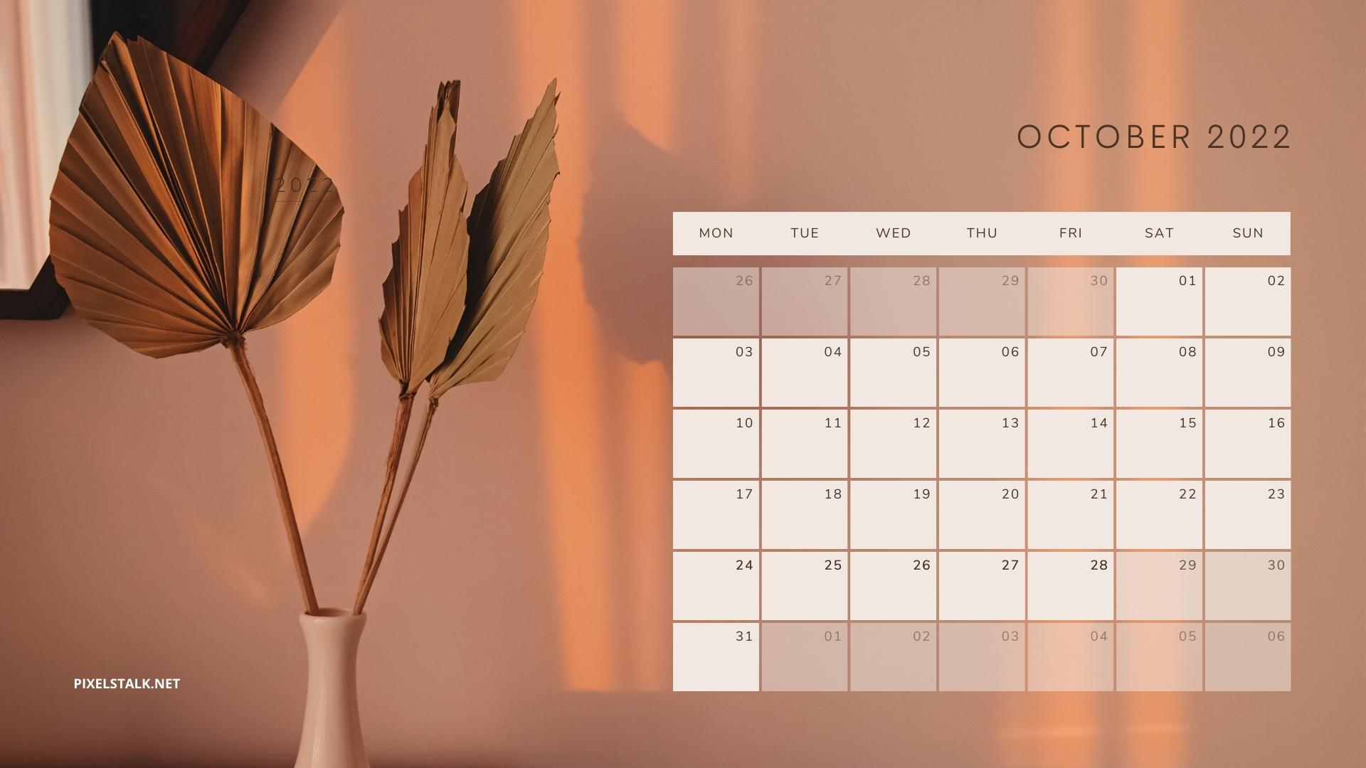 October 2022 Calendar Wallpaper HD Desktop
