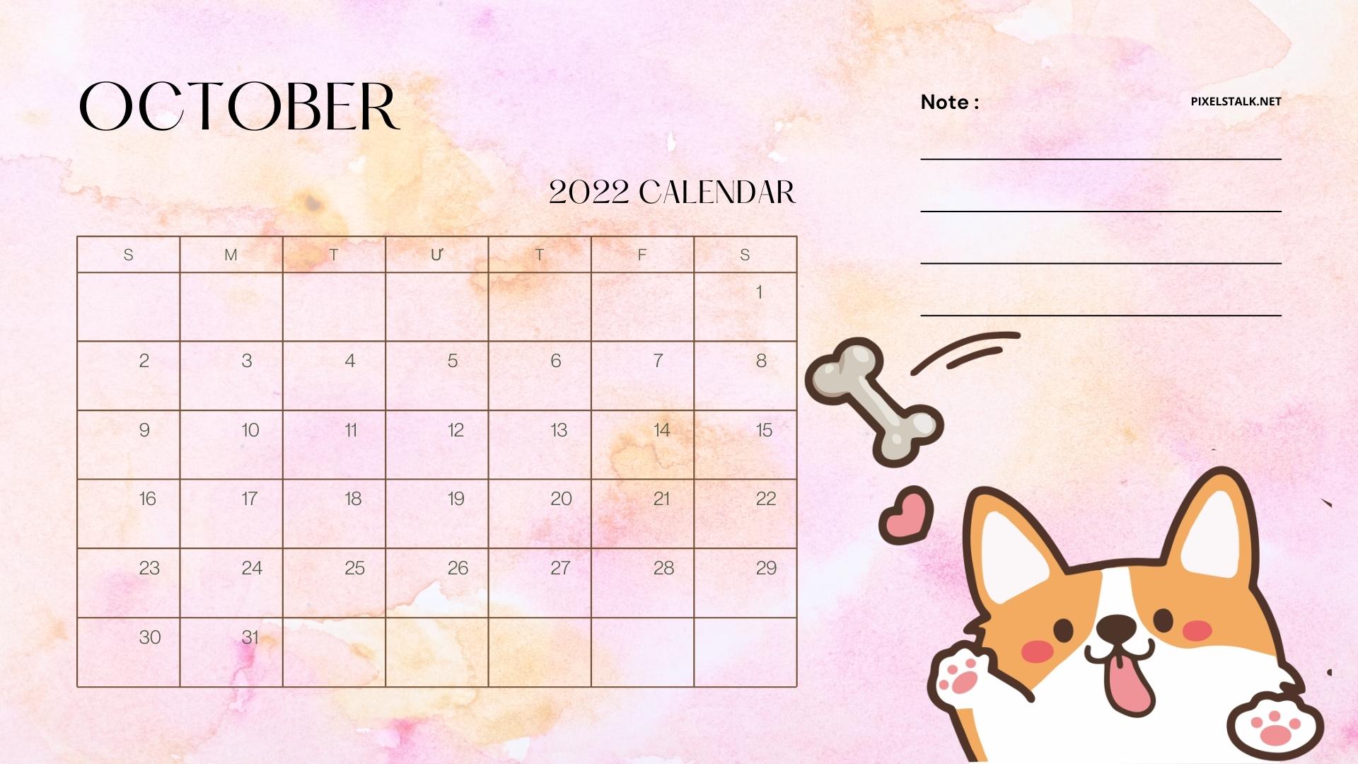 October 2022 Calendar Wallpaper HD Desktop