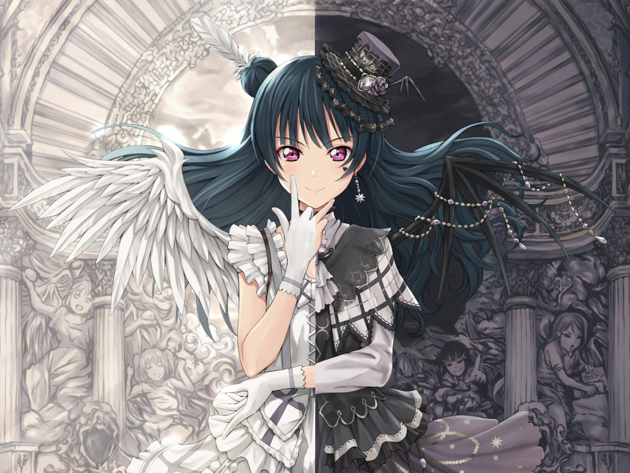 Download wallpaper girl, angel, the demon, hat, Love Live! School Idol Project, Living love, section shonen in resolution 1280x960