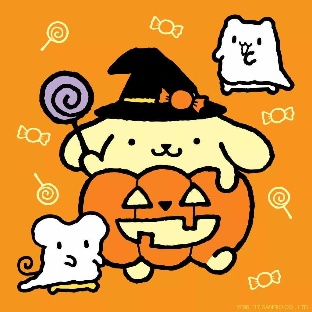 How adorable does Pompompurin and his ghost pals look? Happy Halloween!. Hello kitty halloween, Sanrio wallpaper, Halloween icons