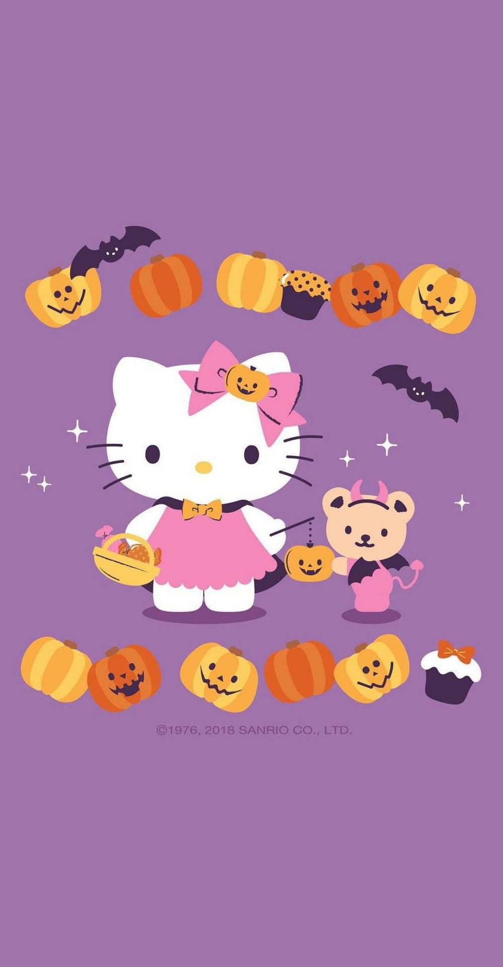 Download Hello Kitty Halloween Purple Graphic Wallpaper