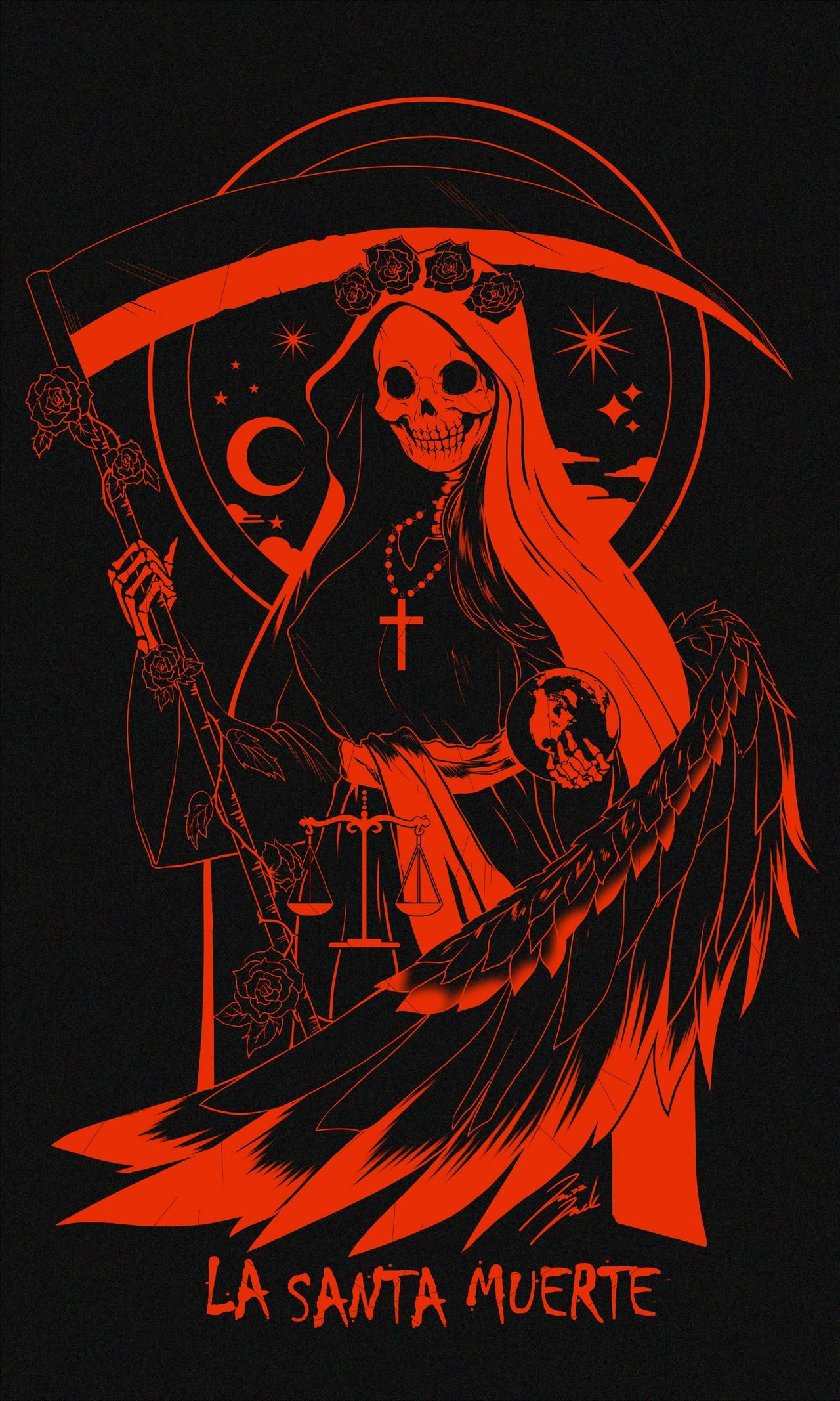 La Santa Muerte. Santa muerte, Dark art tattoo, Dark souls art