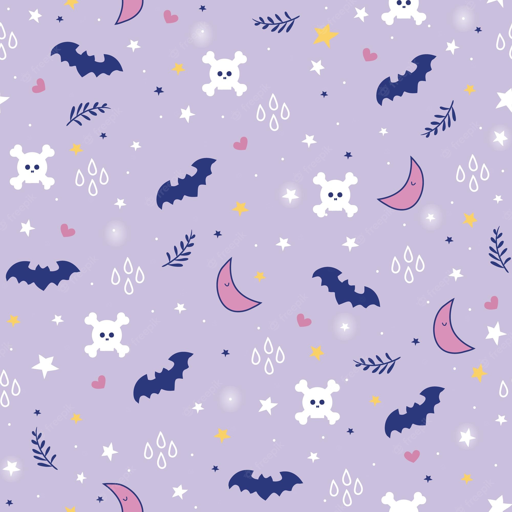 Premium Vector. Seamless pattern cute purple halloween design for background, wallpaper, clothing, wrapping, fabric