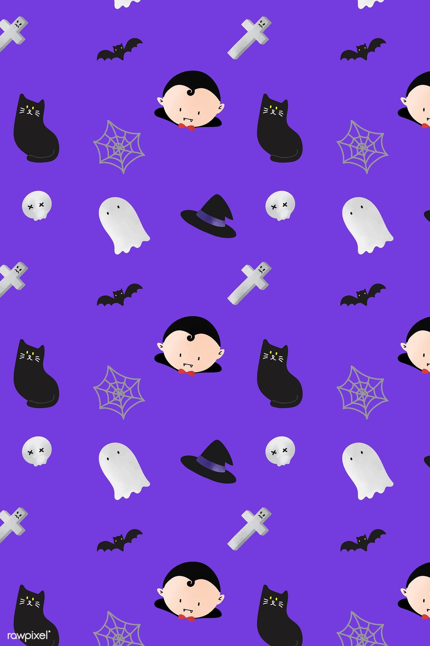 Halloween patterned seamless purple background vector / marinemynt. Halloween patterns, Purple background, Halloween vector