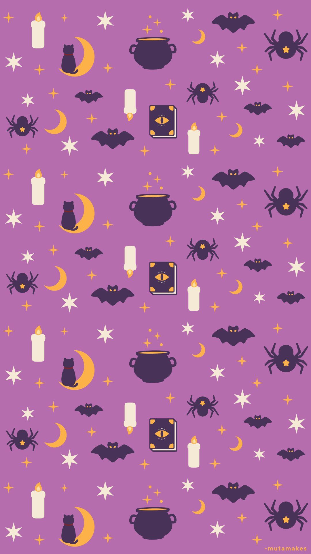 Halloween Cute Character Seamless Repeat Pattern On Purple Background  HighRes Vector Graphic  Getty Images