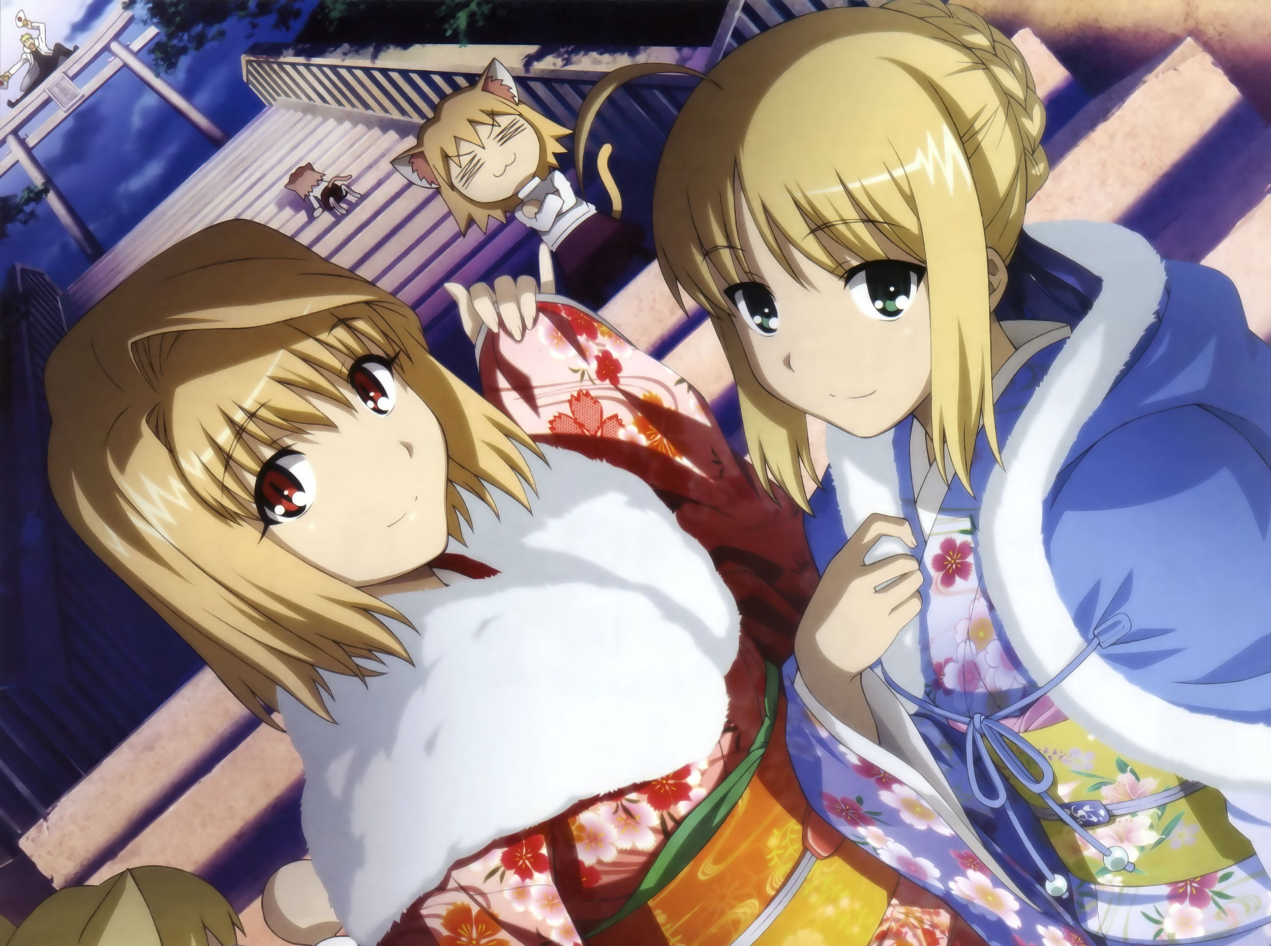 animal, Ears, Arcueid, Brunestud, Carnival, Phantasm, Fate, Stay, Night, Gilgamesh, Japanese, Clothes, Kimono, Morita, Kazuaki, Neko arc, Saber, Tail Wallpaper HD / Desktop and Mobile Background