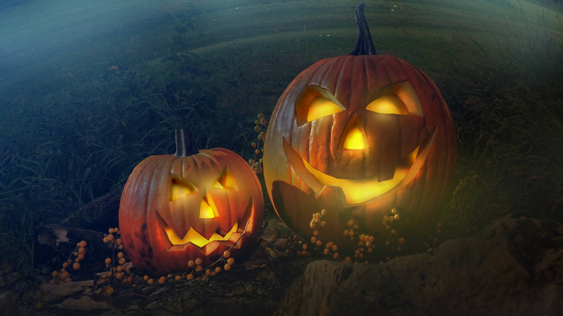 Download Laughing Pumpkins Halloween Aesthetic Wallpaper