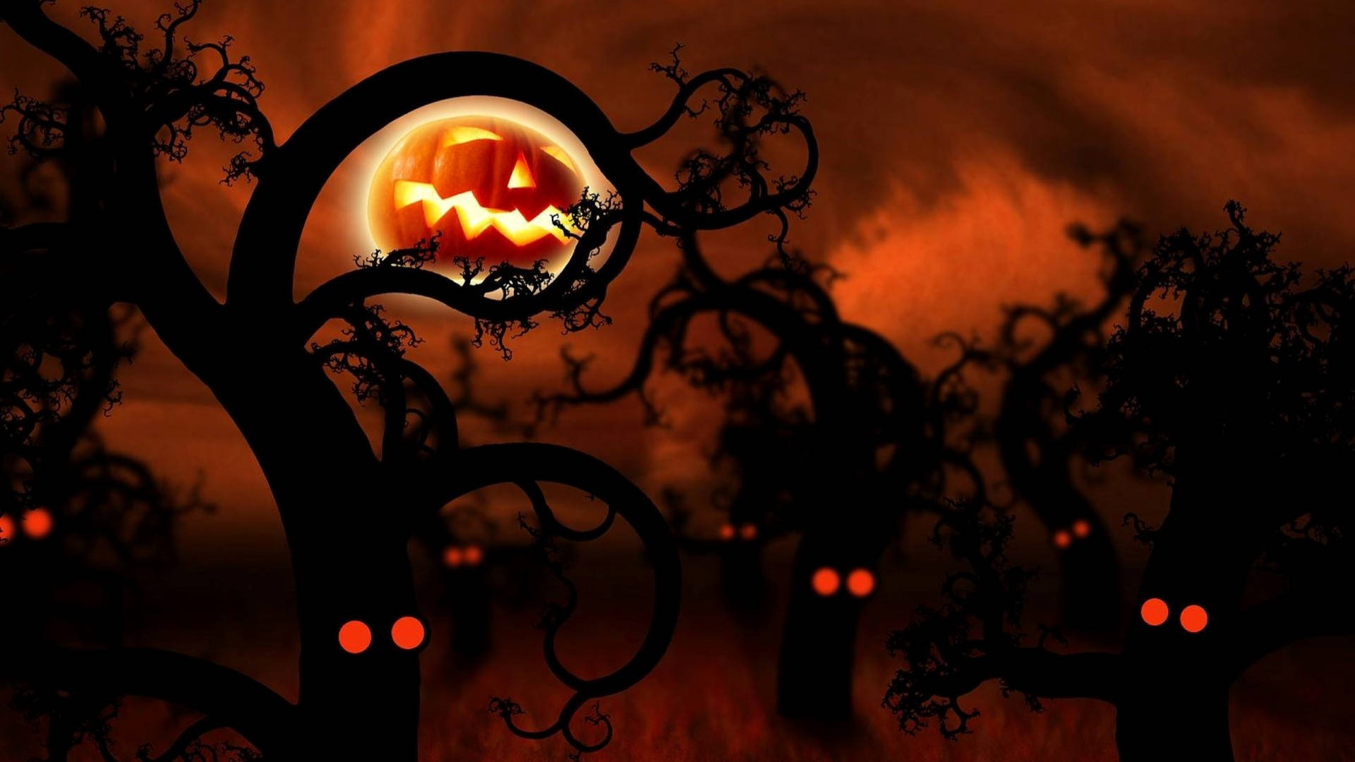 Download Dark Woods Halloween Aesthetic Art Wallpaper
