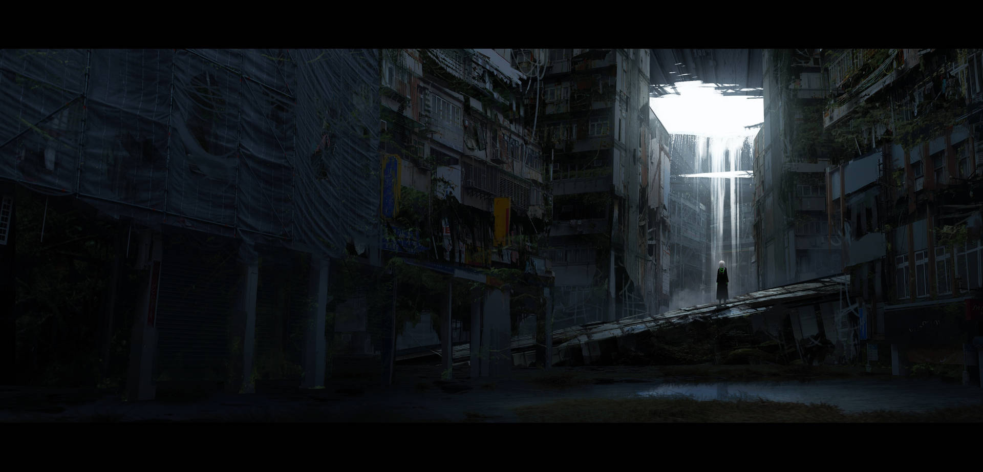 Download Dark Anime Dystopian City Wallpaper