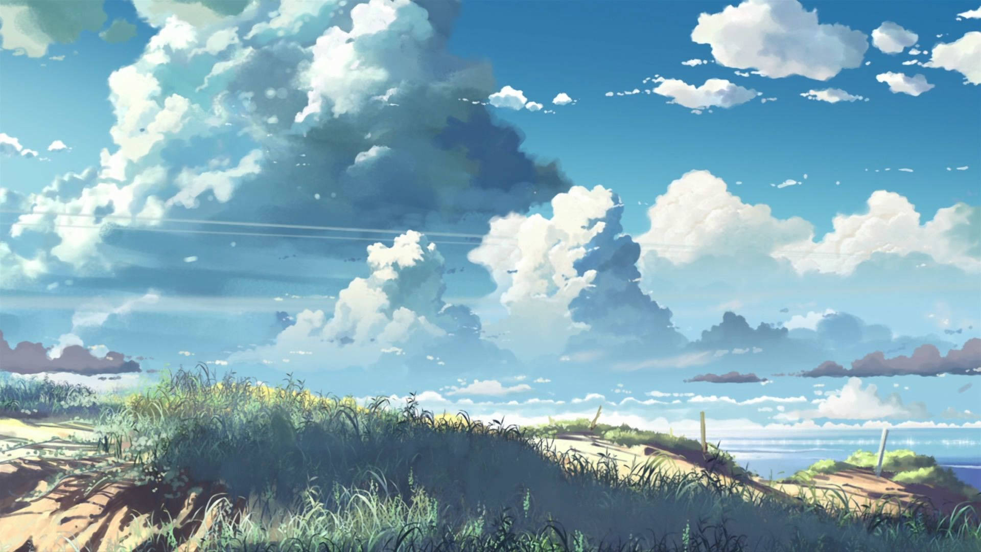 Download Chill Anime Cloudy Sky Wallpaper