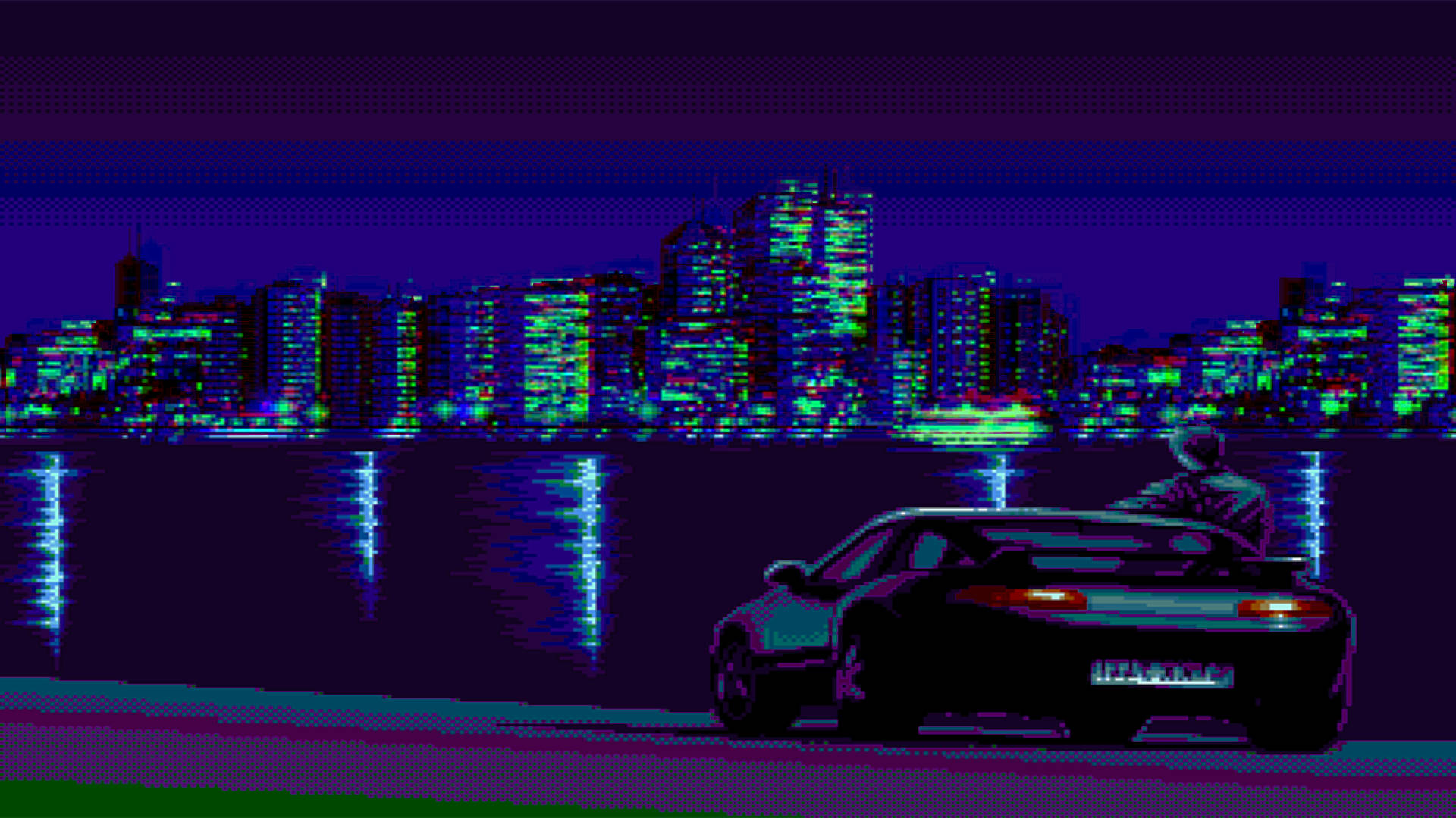 Download Explore the Urban Landscape of Retrowave City. Wallpaper