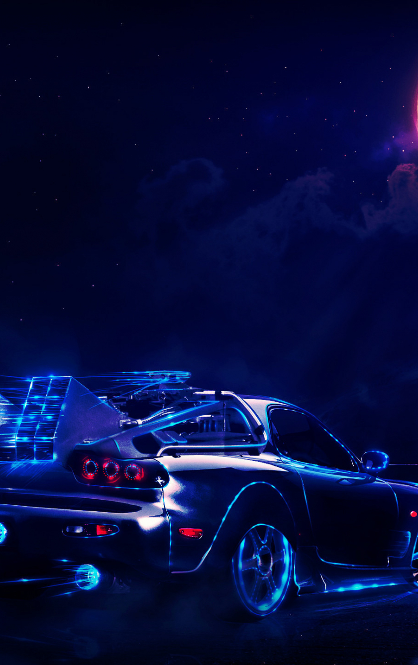 Download mazda rx- car, dark, back to the future, movie, art 840x1336 wallpaper, iphone iphone 5s, iphone 5c, ipod touch, 840x1336 HD image, background, 1289