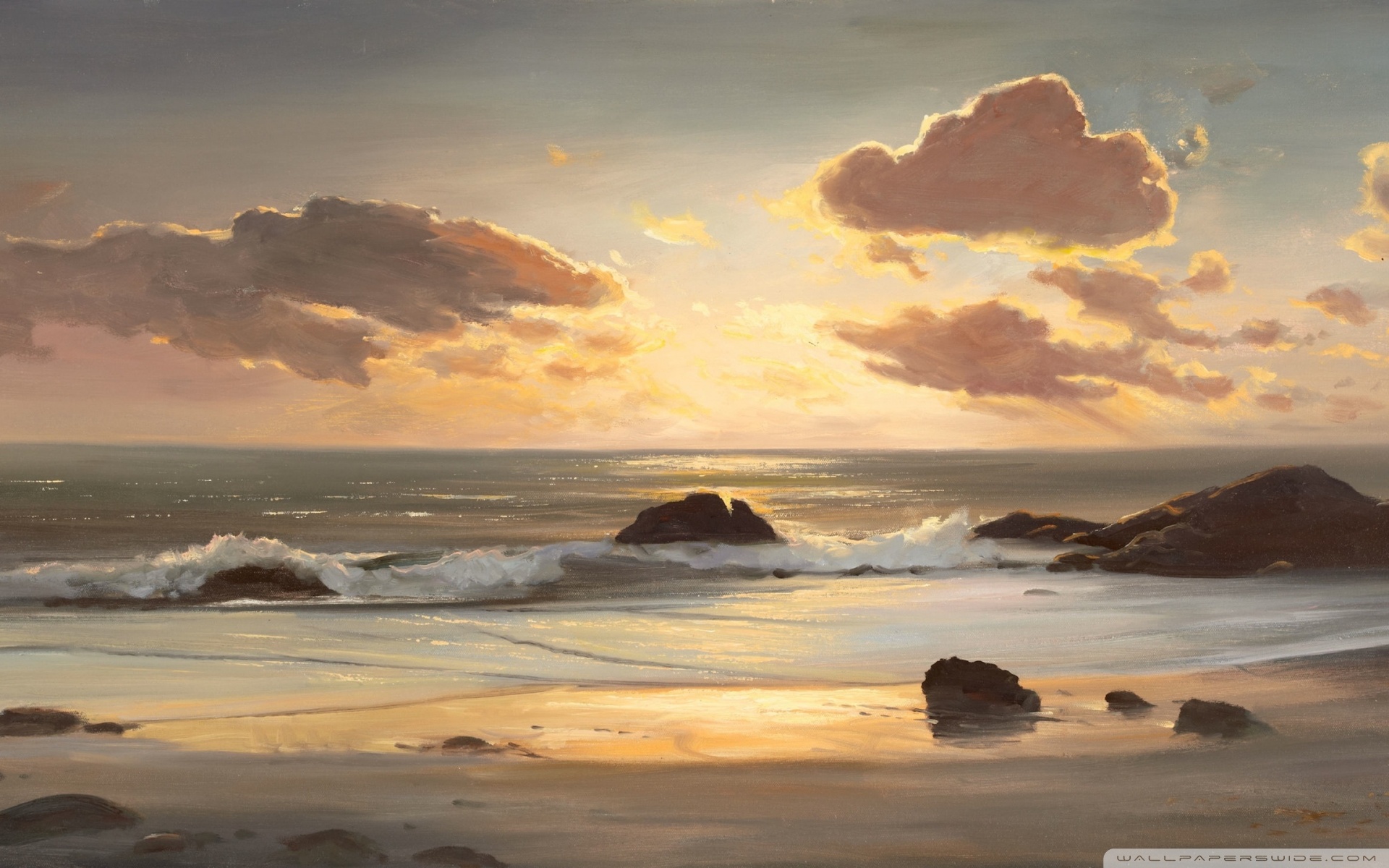 Beach Painting Ultra HD Desktop Background Wallpaper for: Widescreen & UltraWide Desktop & Laptop, Multi Display, Dual Monitor, Tablet