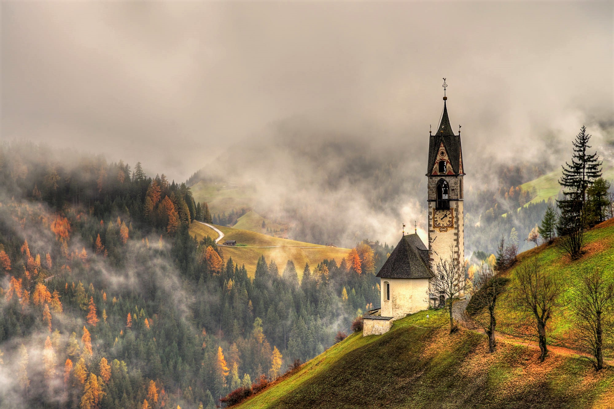 Autumn Fog in the Alps HD Wallpaper