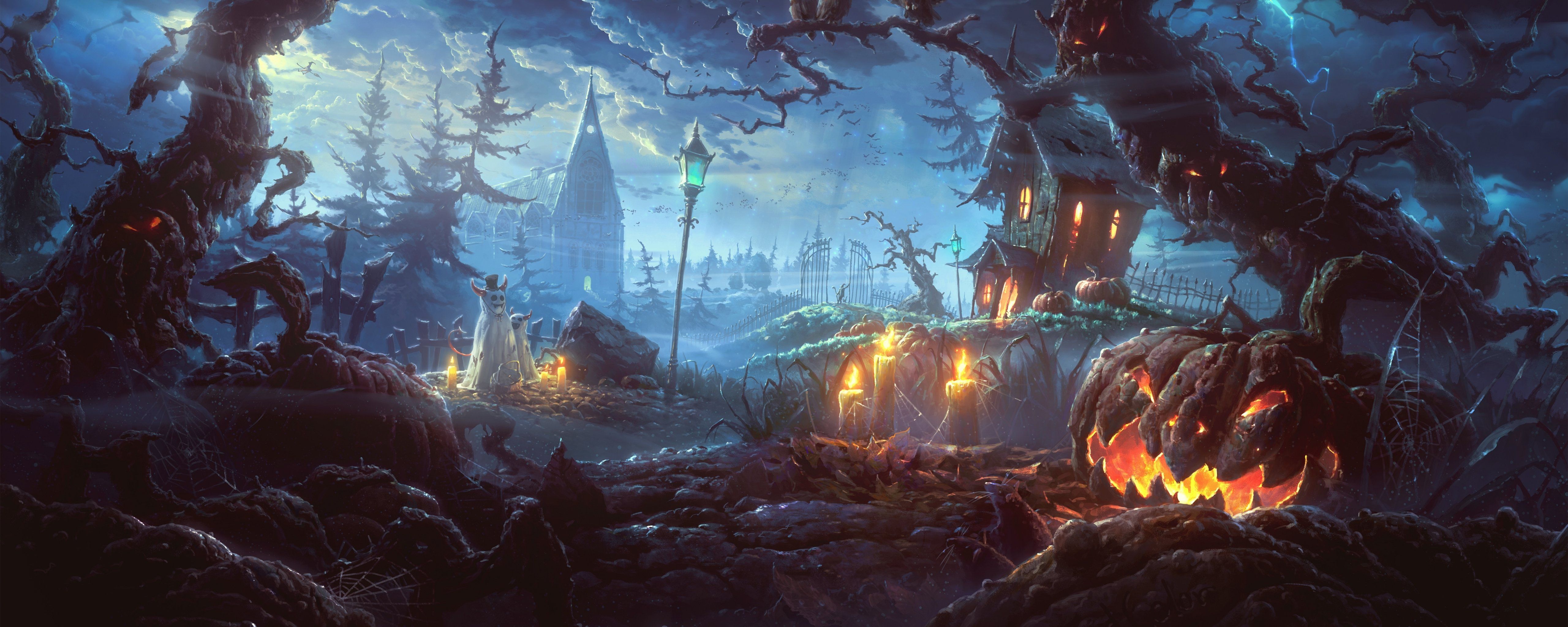 Halloween Dual Monitor Wallpaper Free Halloween Dual Monitor Background