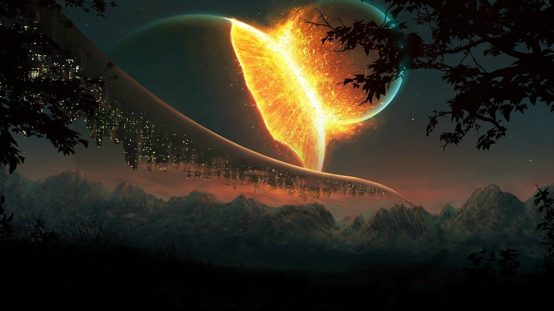Explosion Planet Fantasy Art Lights Nature Science Fiction (2022)