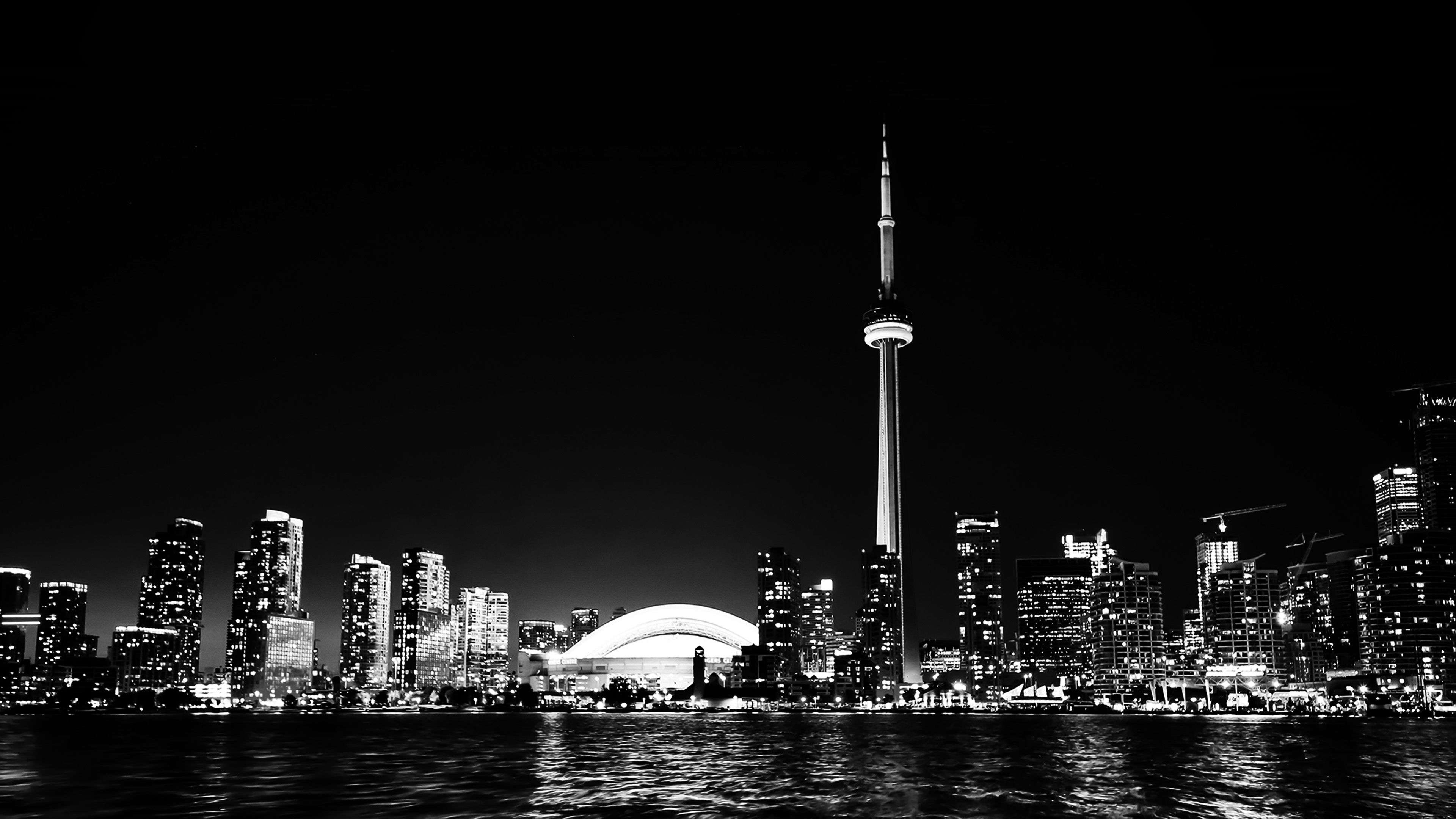 Toronto City Night Missing Tower Dark Cityview Bw Wallpaper