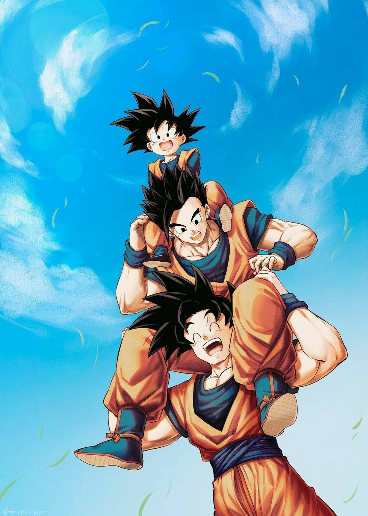 Download Goku, Gohan, Goten Happy Family Wallpaper