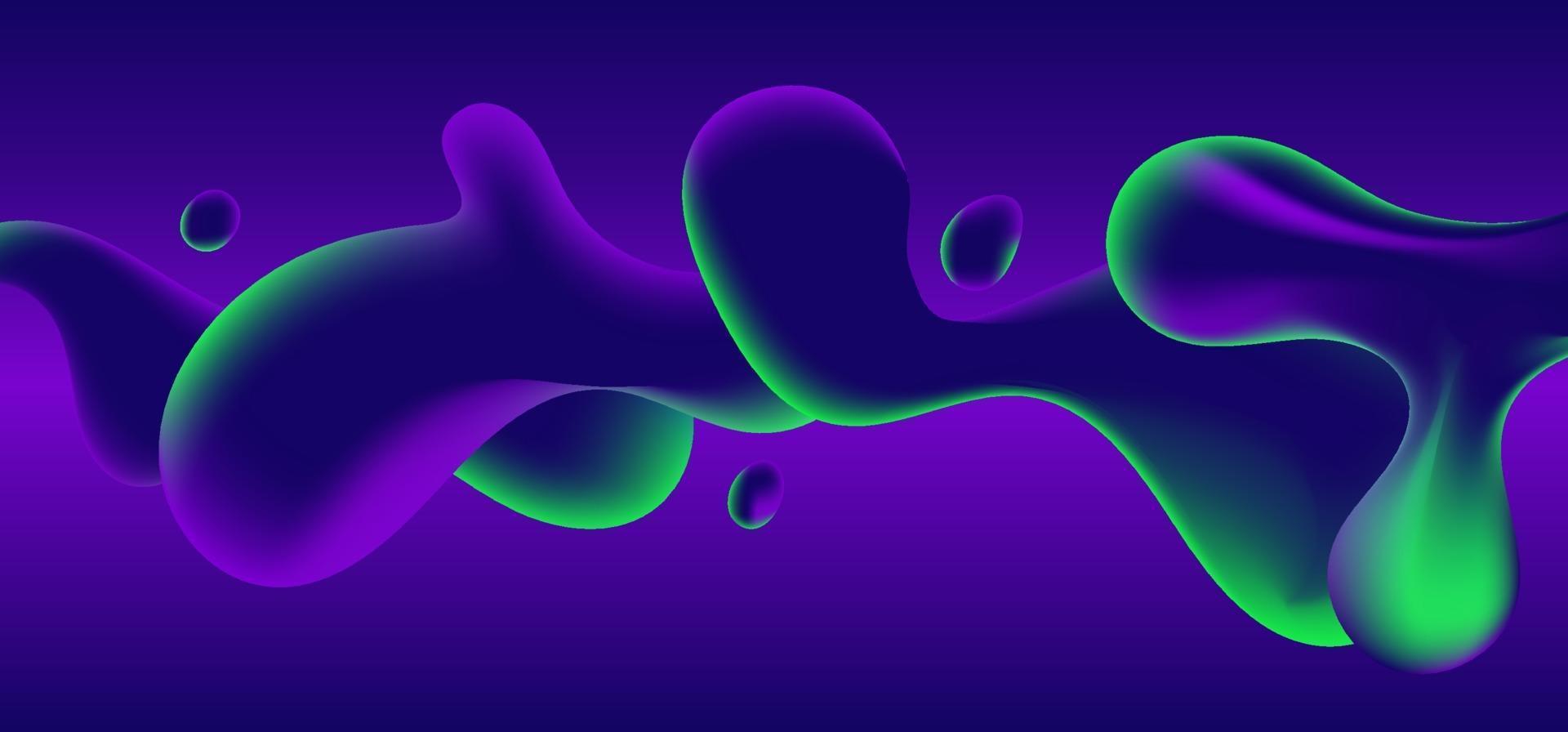 Abstract blue, green and purple gradient color liquid wavy shapes futuristic banner design background