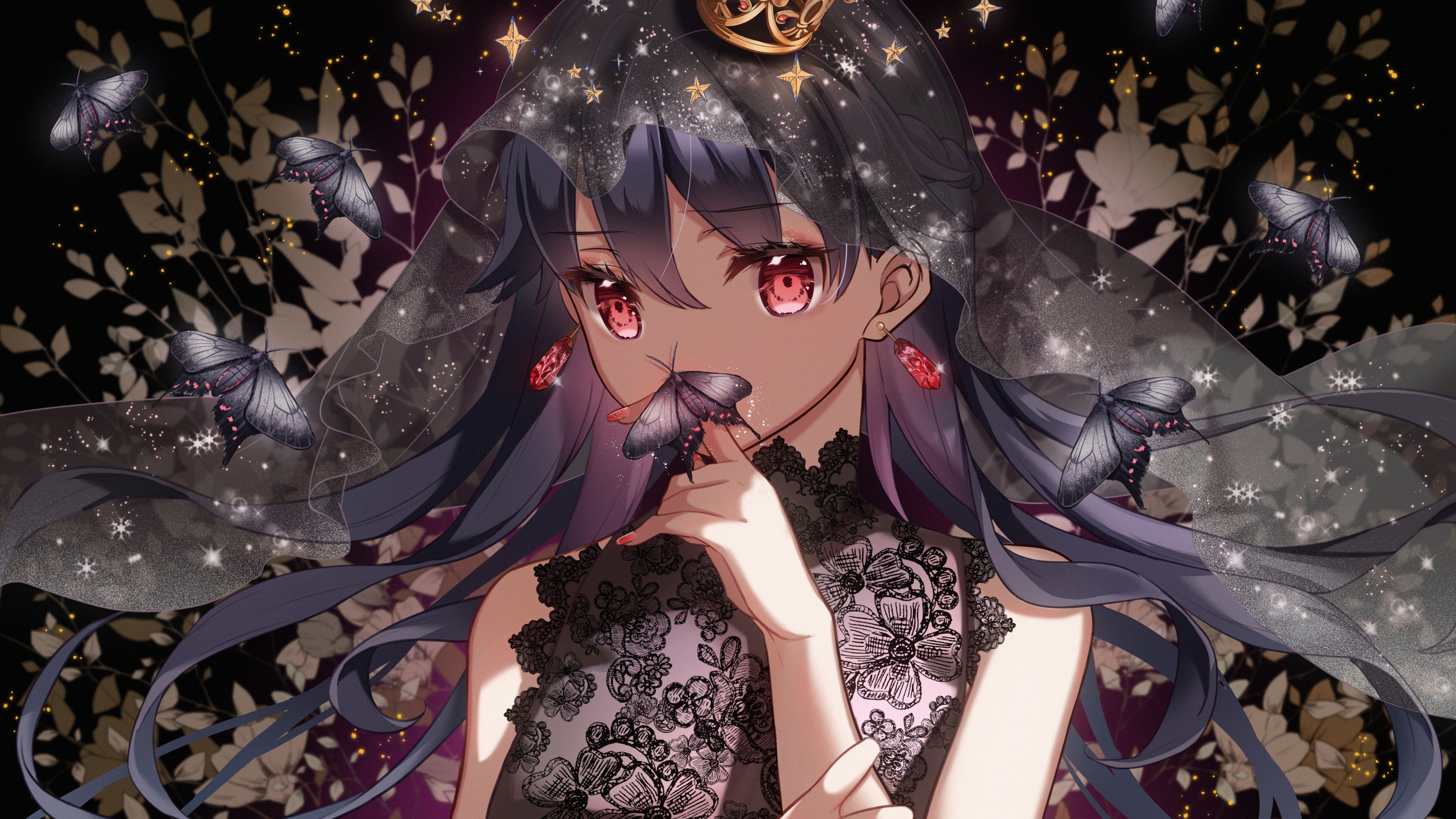 Download wallpaper 3840x2160 glitter, beautiful, anime girl, original 4k wallpaper, uhd wallpaper, 16:9 widescreen 3840x2160 HD background, 24124