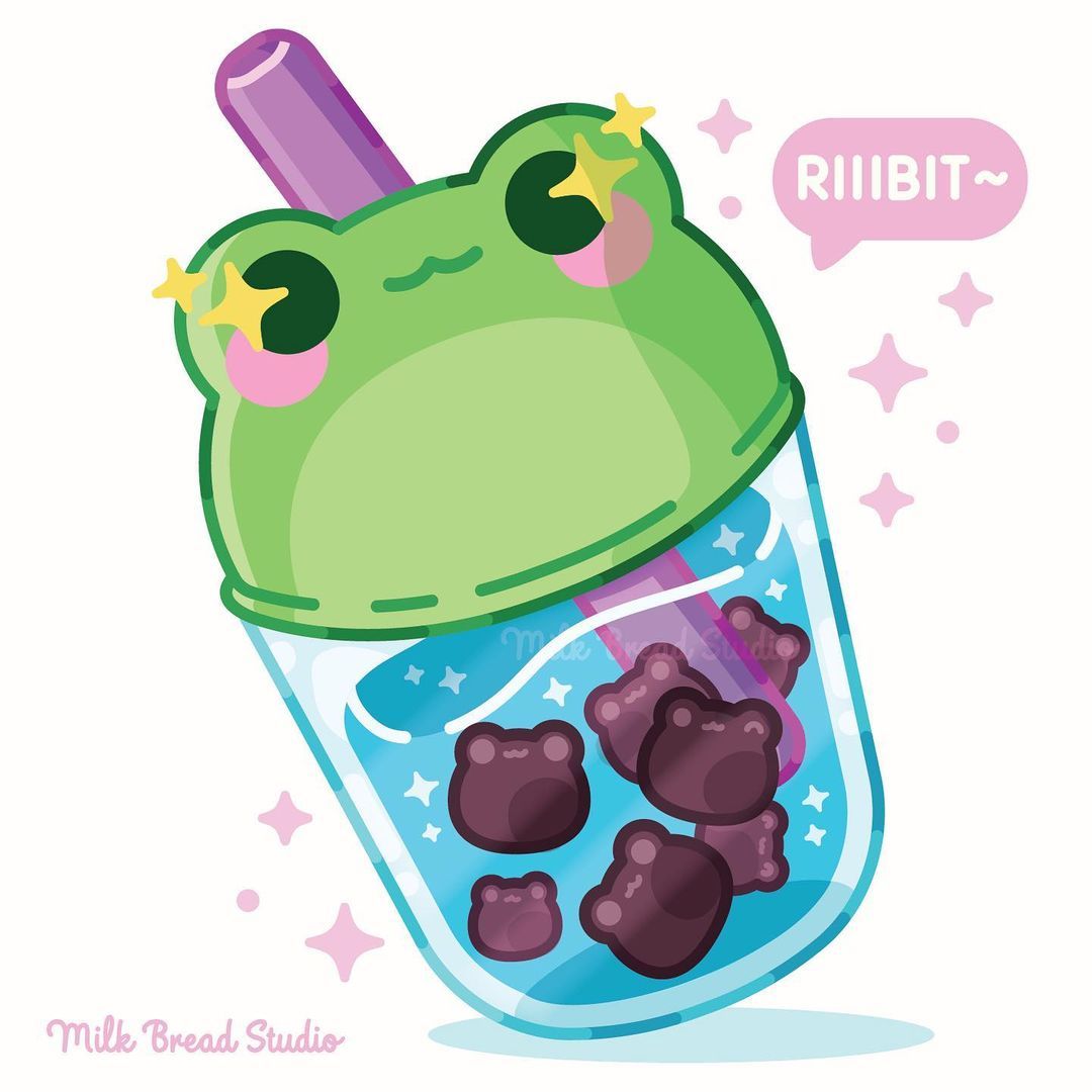 Milk Bread Studio on Instagram: “Froggy boba because I don't draw enough frogs!!