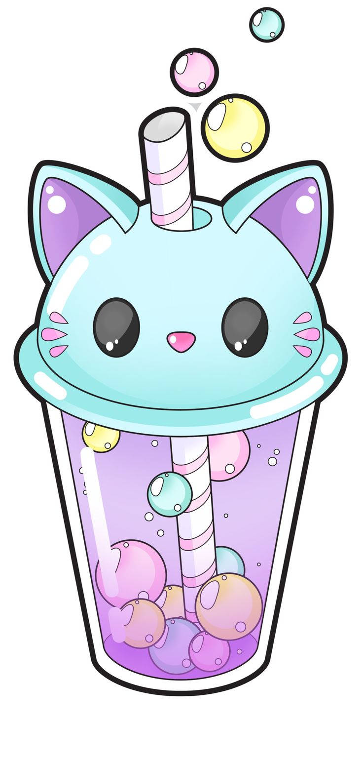 Download Kawaii Cat Bubble Tea Wallpaper