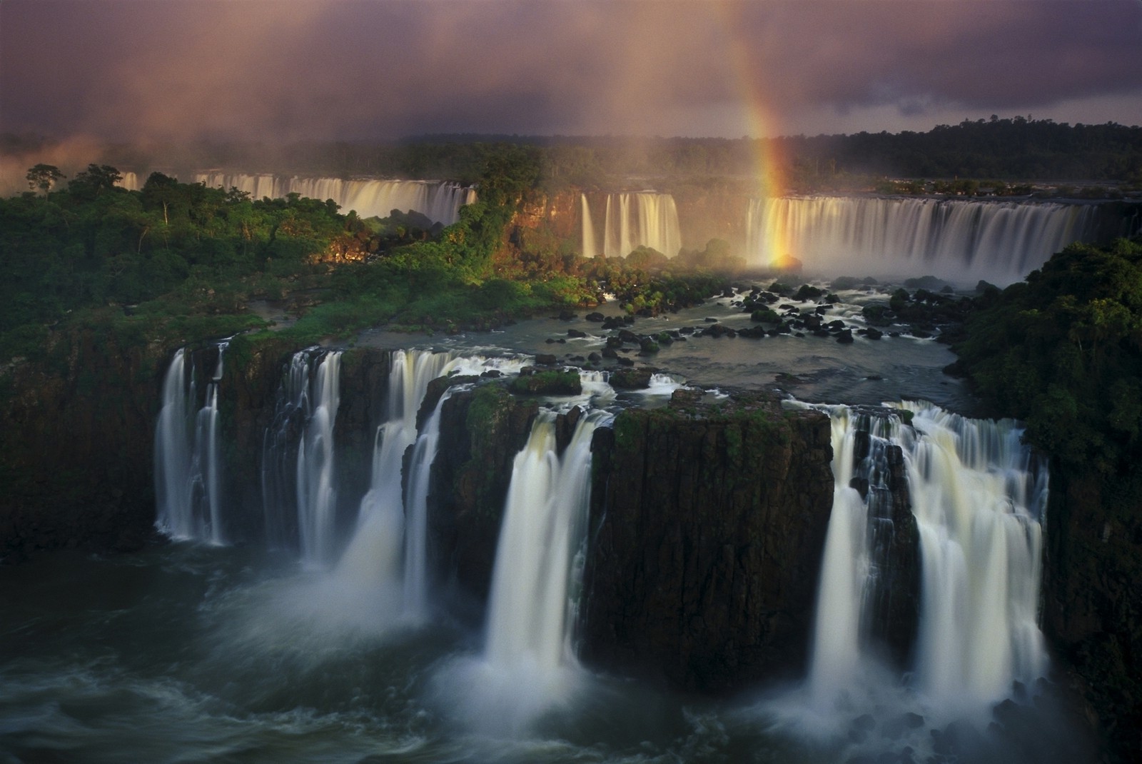 Iguazu Falls, Waterfall, River, Rainbows, Forest, Clouds, Brazil, Argentina, Landscape, Nature Wallpaper HD / Desktop and Mobile Background